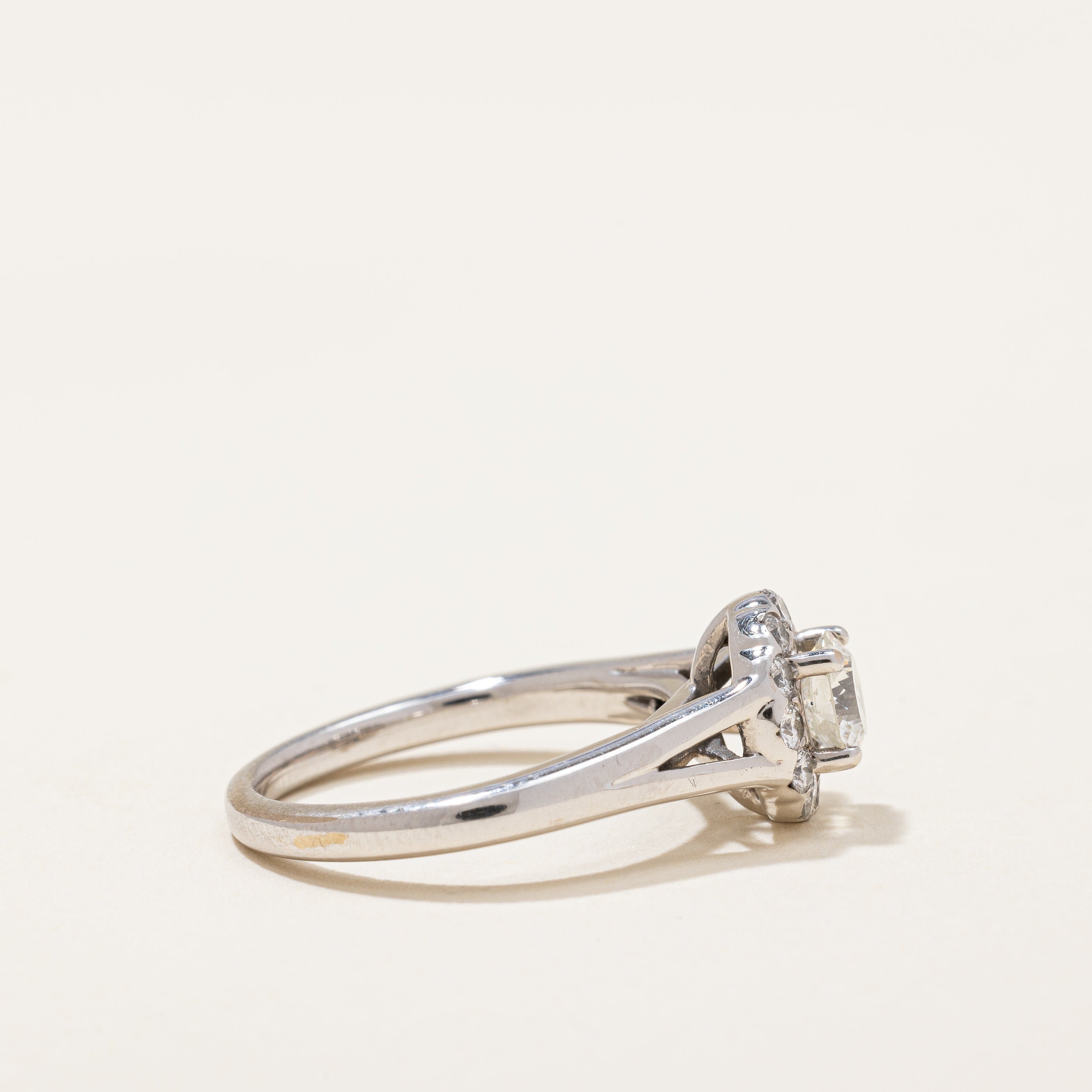 Split Shank Canadian Diamond Halo Ring | 0.79 ctw | SZ 5.25 |