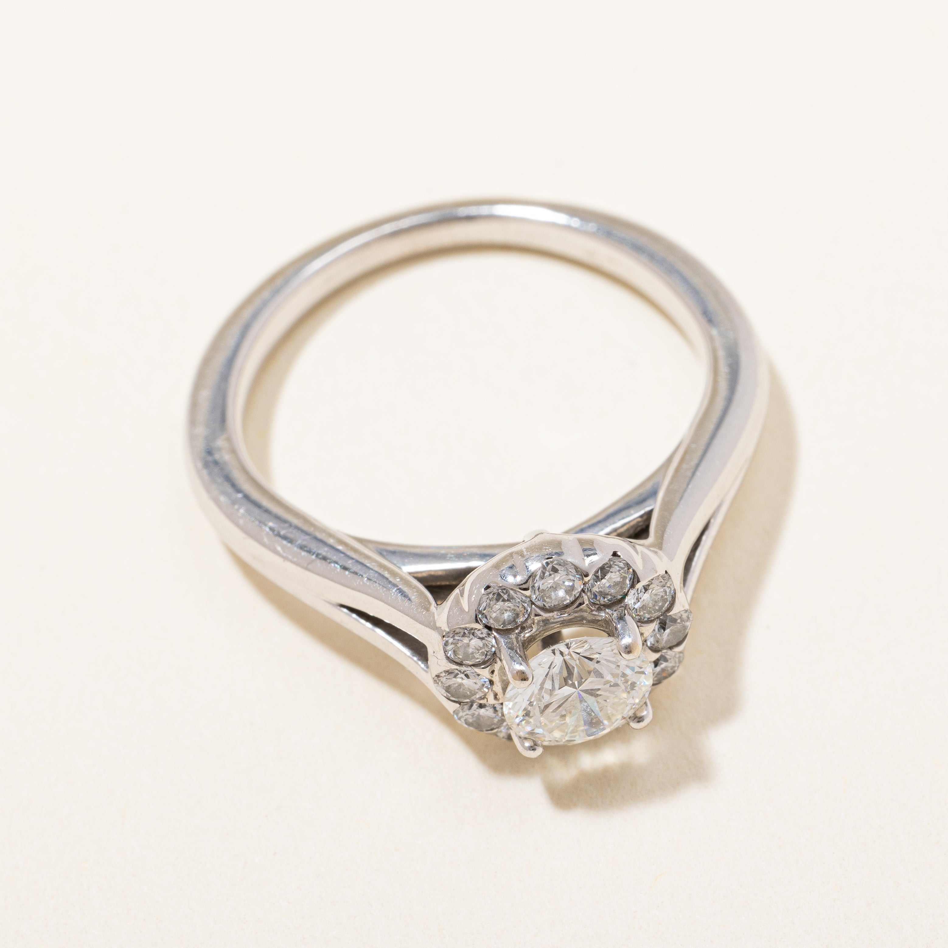 Split Shank Canadian Diamond Halo Ring | 0.79 ctw | SZ 5.25 |