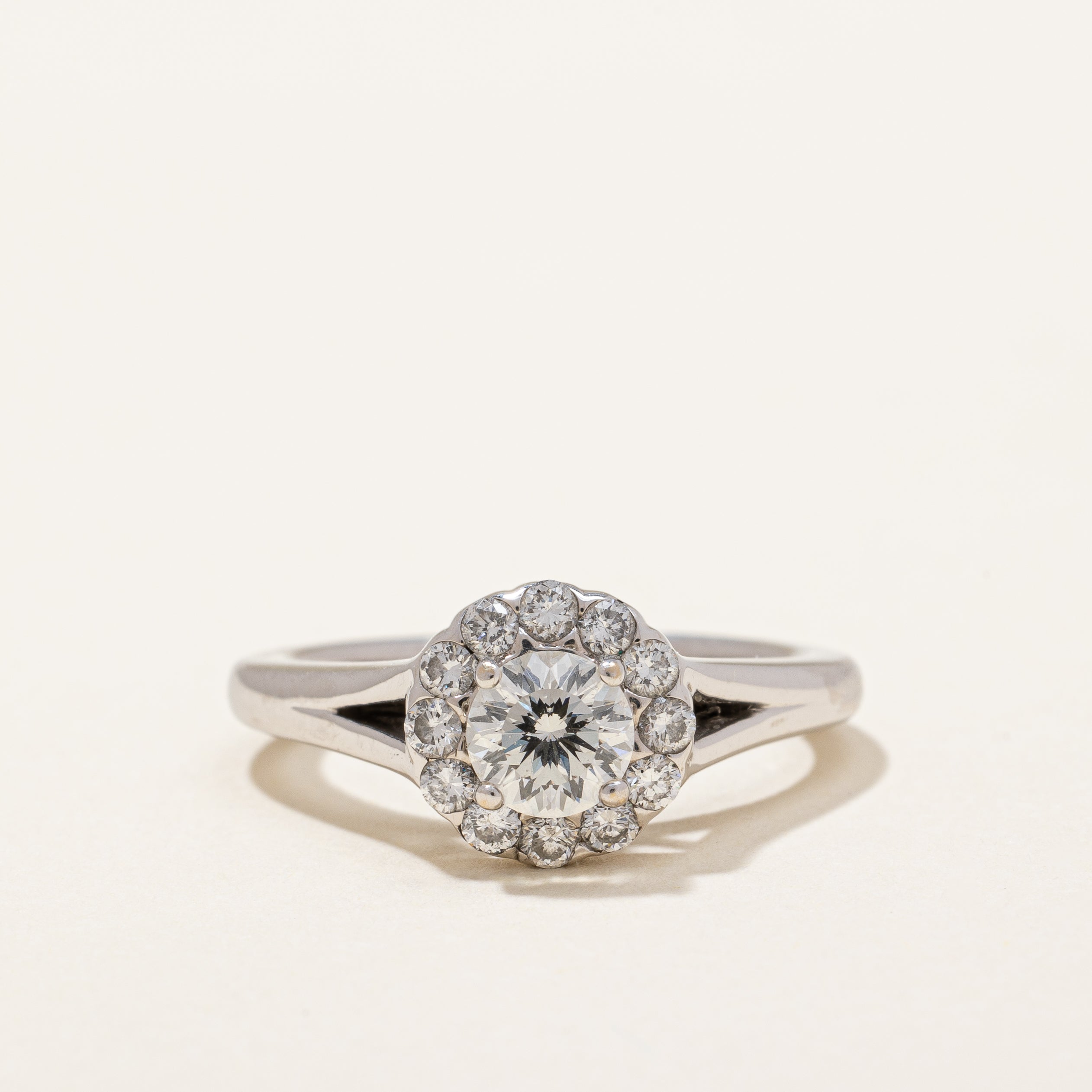 Split Shank Canadian Diamond Halo Ring | 0.79 ctw | SZ 5.25 |