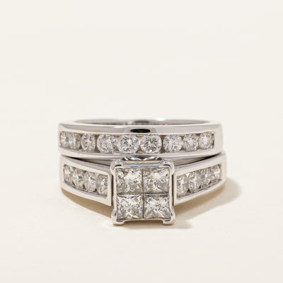 Princess Cluster Diamond Wedding Set | 2.0 ctw | SZ 7.25 |
