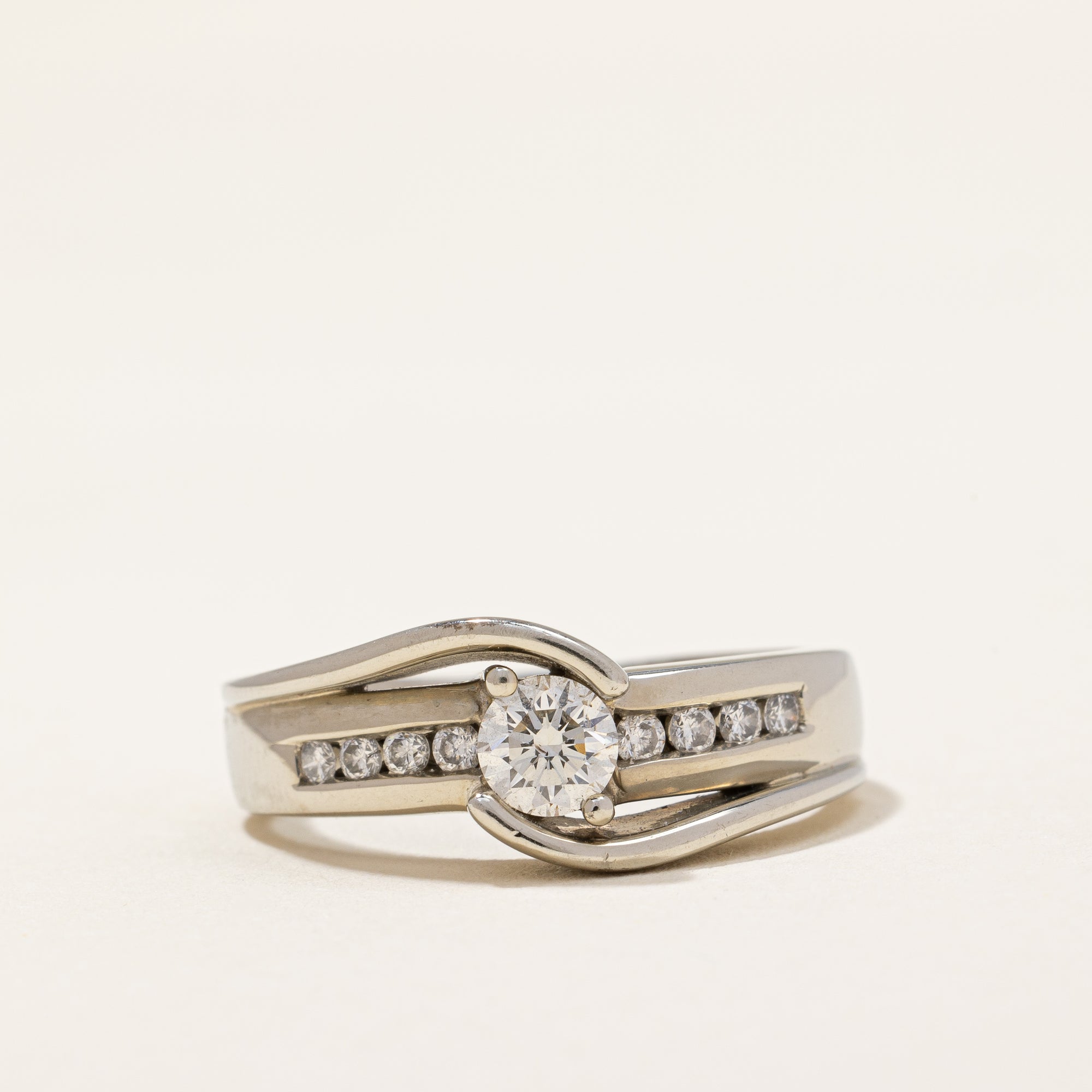 Channel Accented Diamond Bypass Ring | 0.61 ctw | SZ 9 |