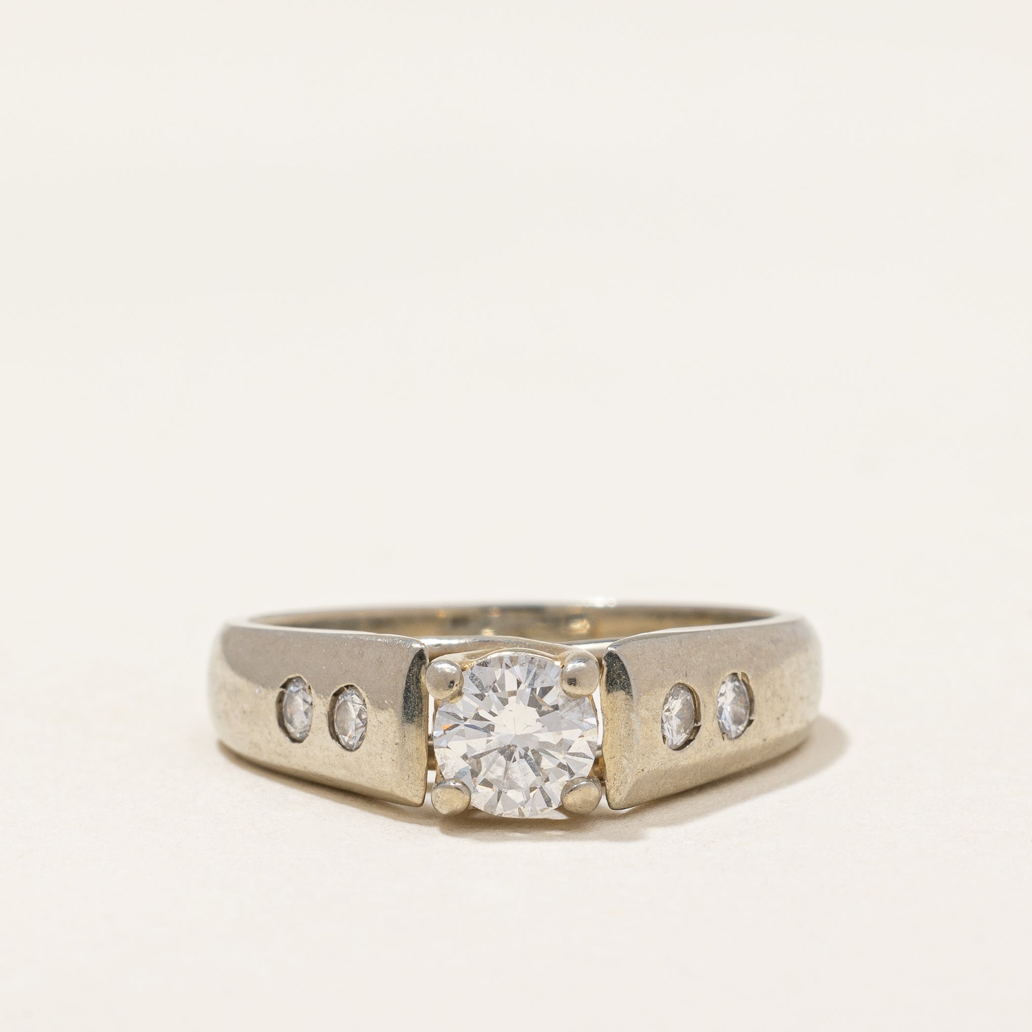 Flush Set Diamond Detailed Engagement Ring | 0.58 ctw | SZ 3.5 |