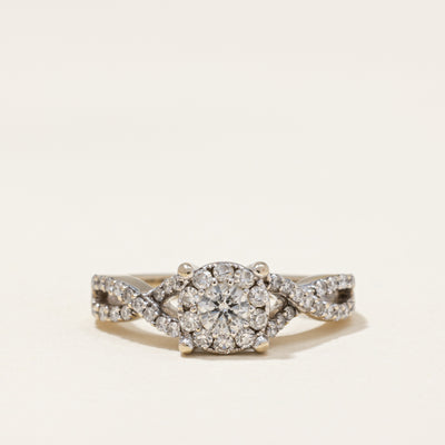 Braided Band Diamond Halo Ring | 0.77 ctw | SZ 5.75 |