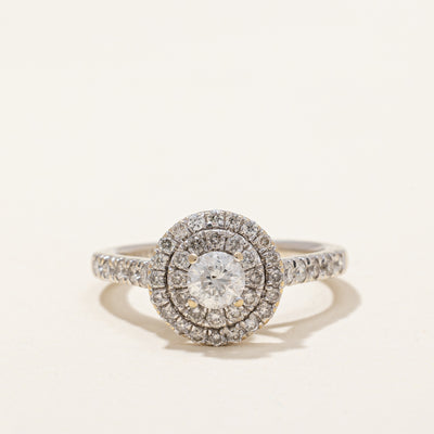 Double Halo Diamond Engagement Ring | 0.80 ctw | SZ 4.5 |