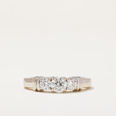 Flush Three Stone Diamond Engagement Ring | 0.74 ctw | SZ 7.5 |