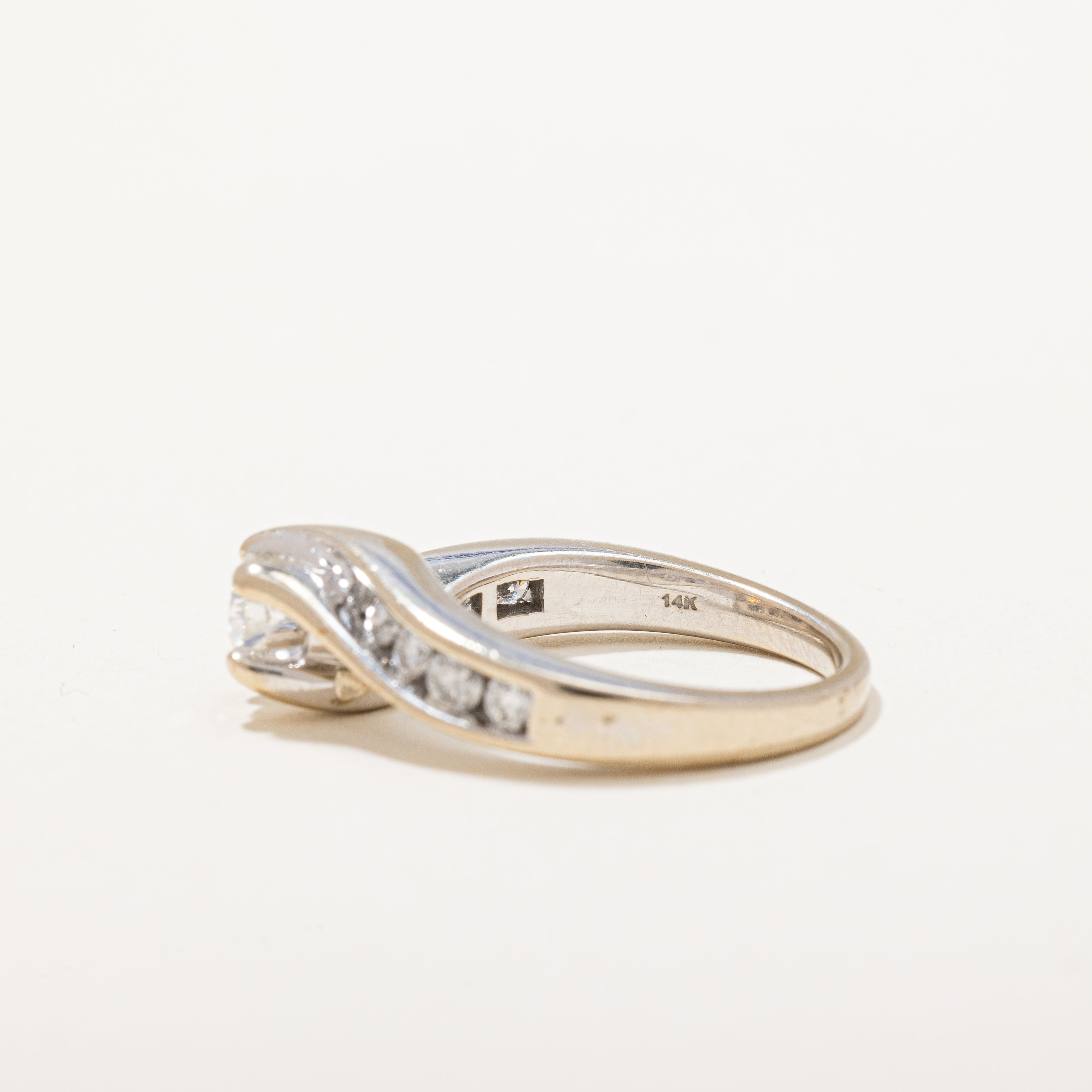 Bypass Diamond Solitaire Engagement Ring |