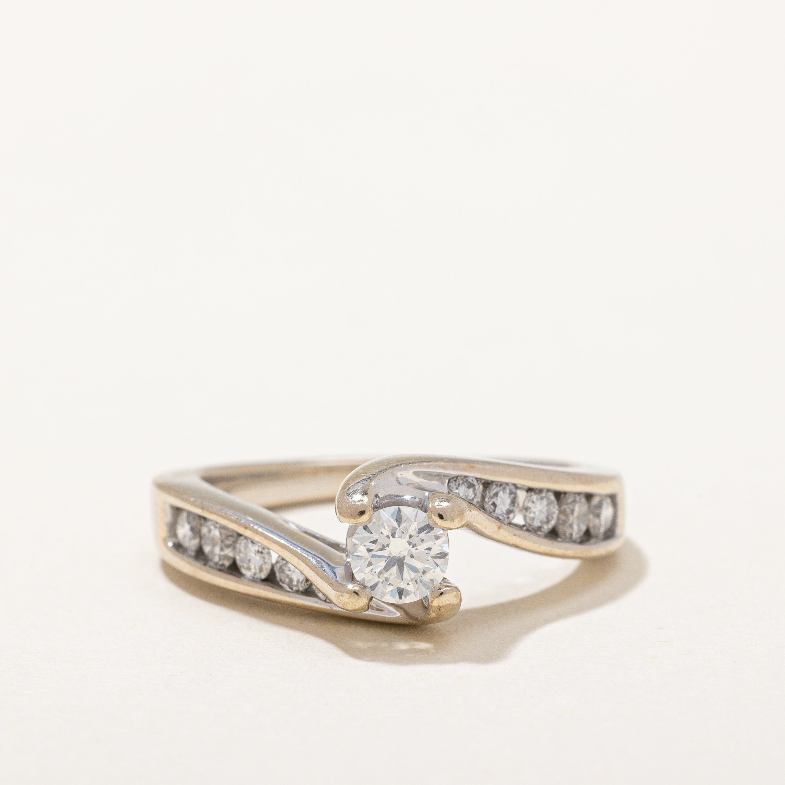 Bypass Diamond Solitaire Engagement Ring |