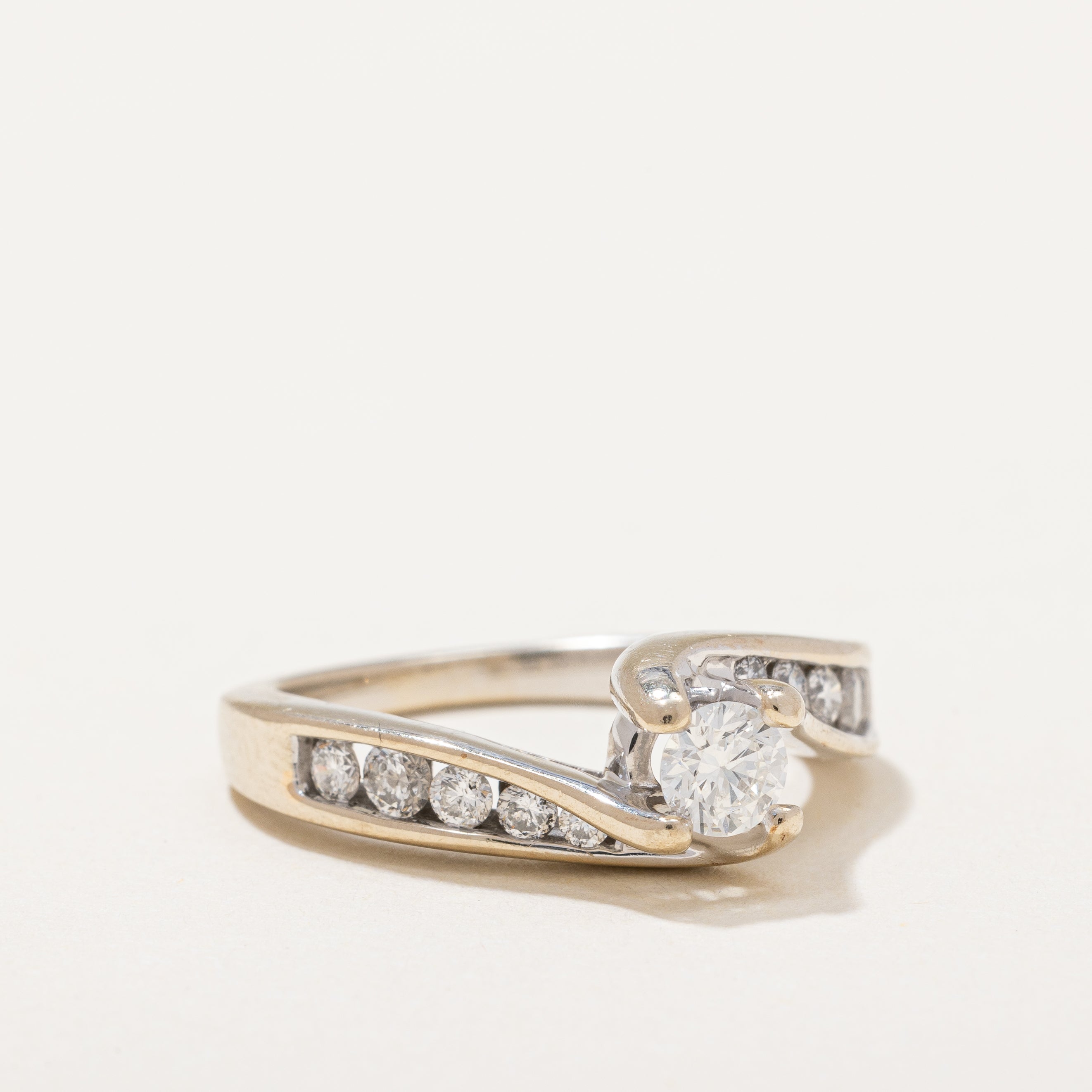 Bypass Diamond Solitaire Engagement Ring |