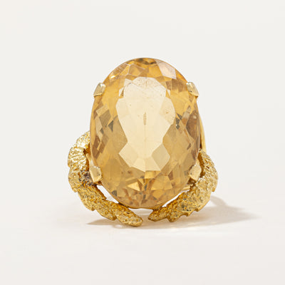 Large Citrine Cocktail Ring | 25.0 ct Citrine | SZ 4 |