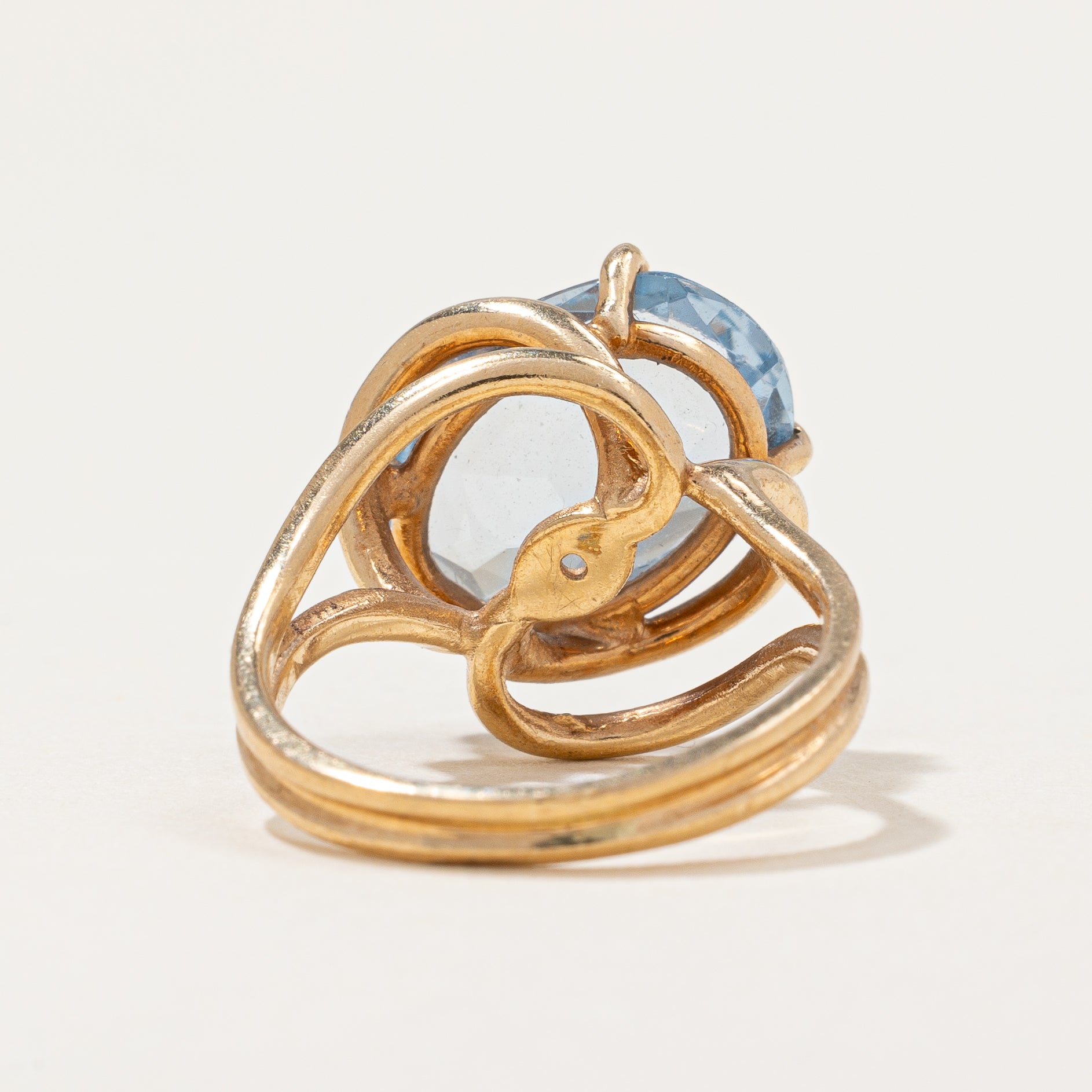 Twisted Gold Blue Topaz Cocktail Ring | SZ 4.75 |