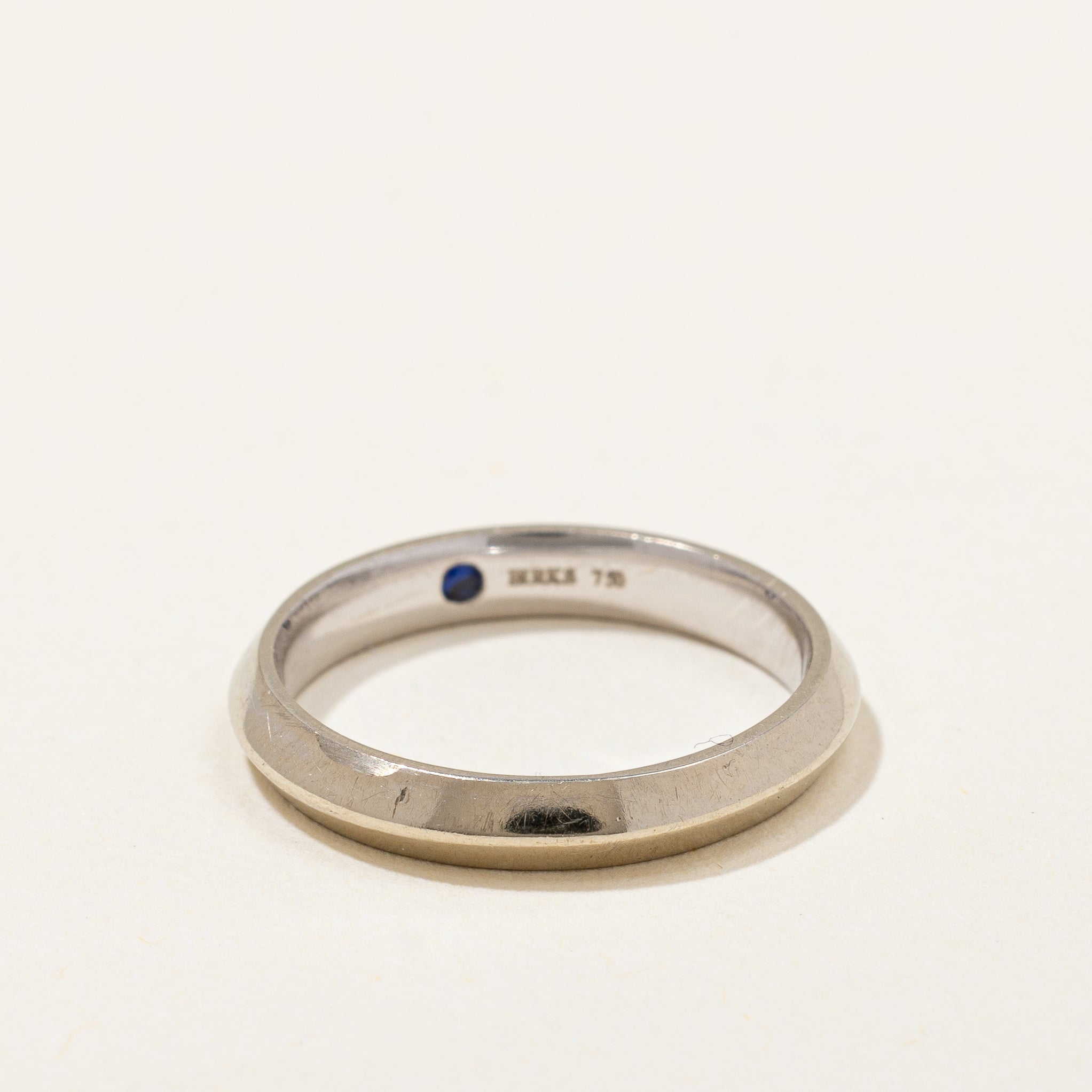 Birks' White Gold Band With Hidden Sapphire | SZ 4.25 |