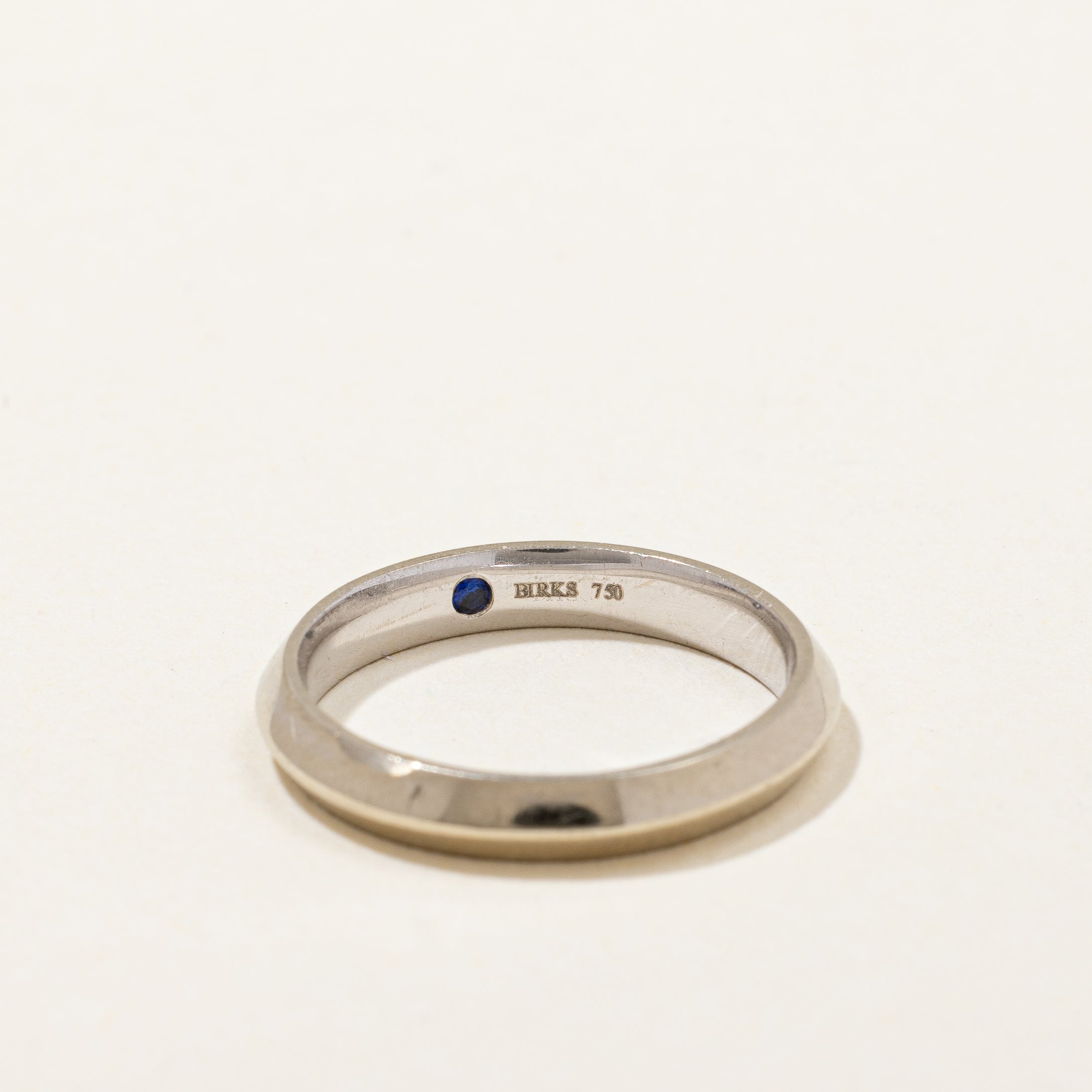 Birks' White Gold Band With Hidden Sapphire | SZ 4.25 |