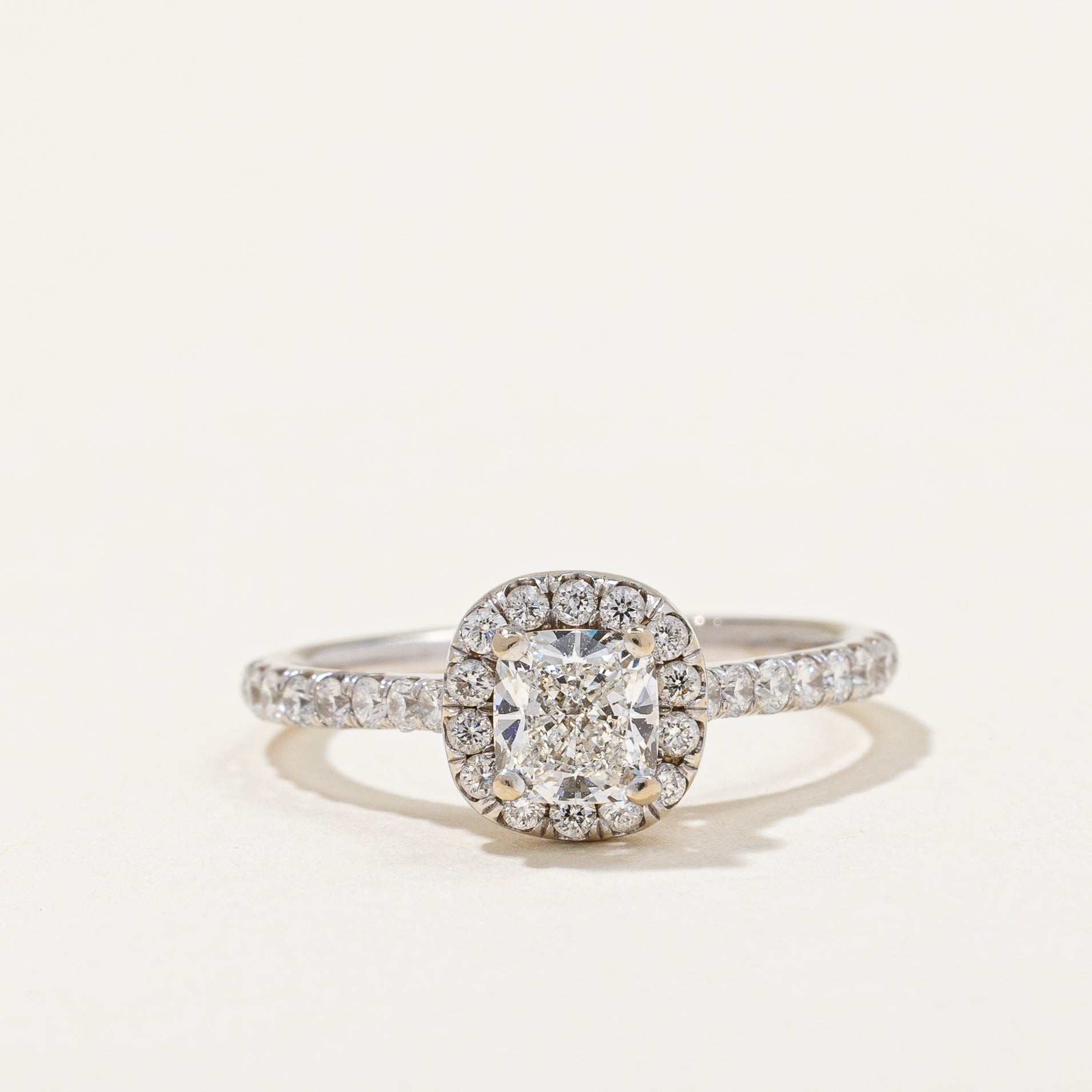 Cushion Cut Diamond Halo Engagement Ring | 0.80ctw | SZ 4.25 |