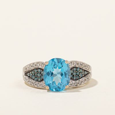 Blue Topaz & Diamond Ring | 3.10ct, 0.36ctw | SZ 7 |