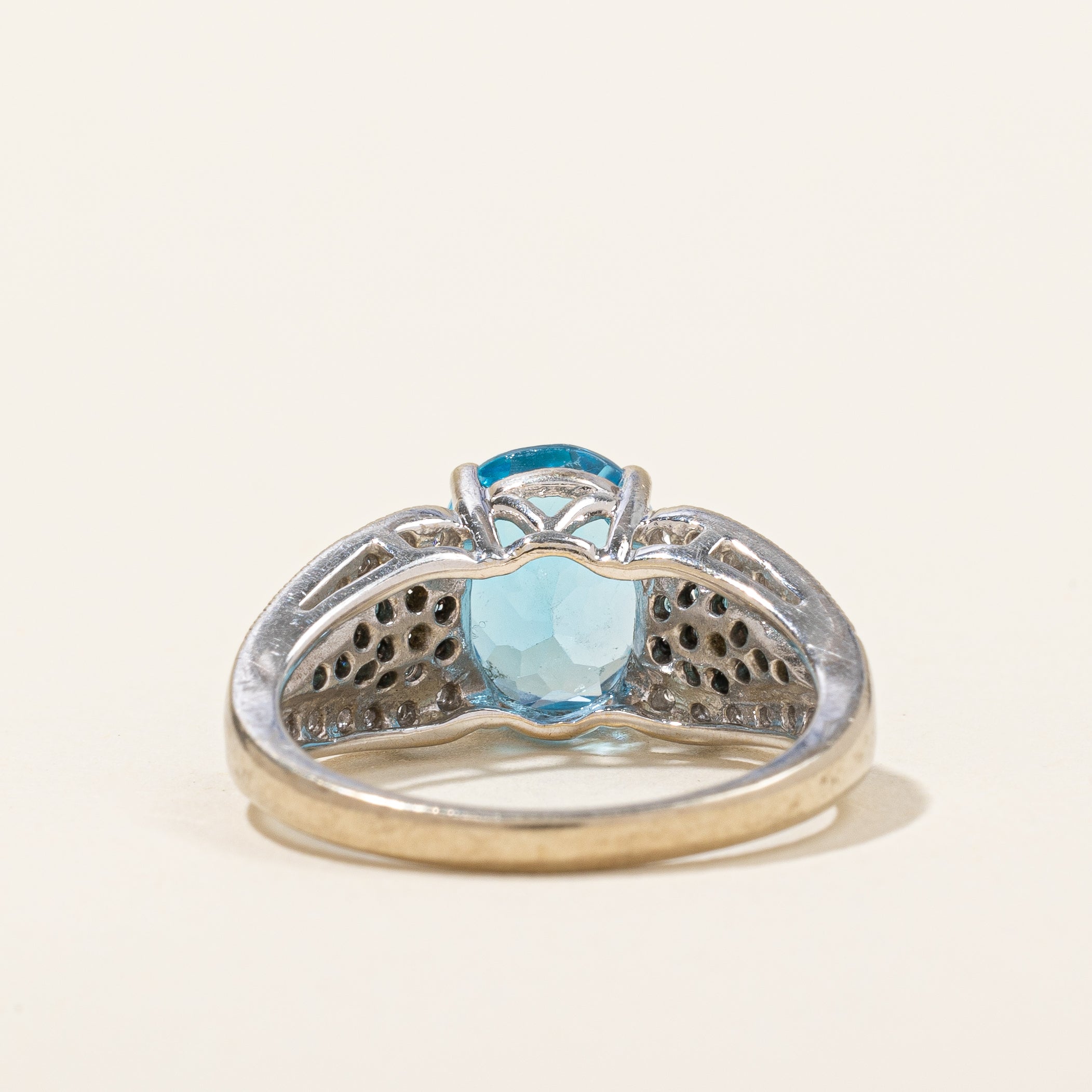 Blue Topaz & Diamond Ring | 3.10ct, 0.36ctw | SZ 7 |