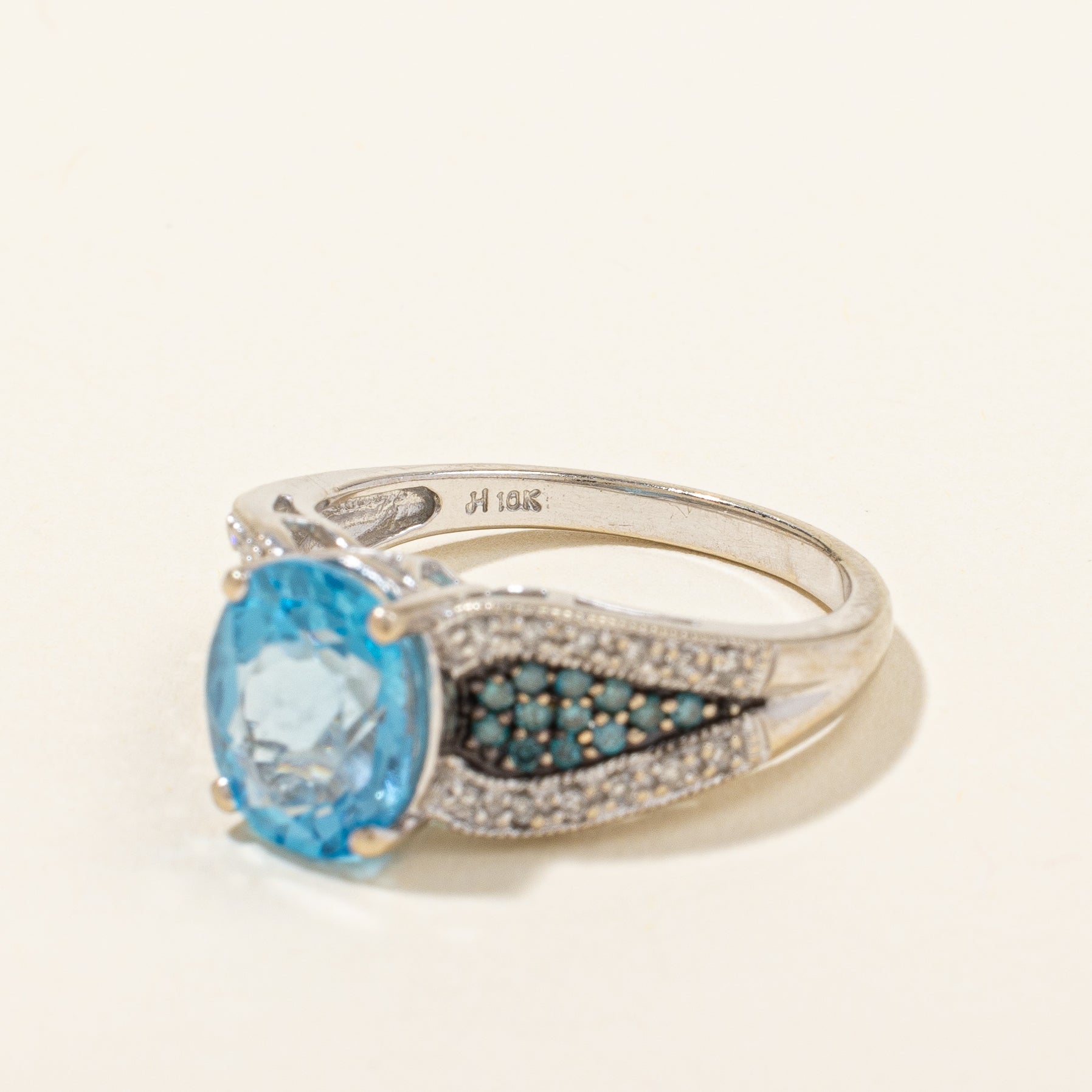 Blue Topaz & Diamond Ring | 3.10ct, 0.36ctw | SZ 7 |
