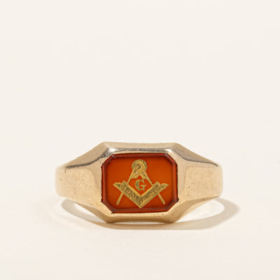 Carnelian Freemason Ring | 1.25ct | SZ 10.75 |