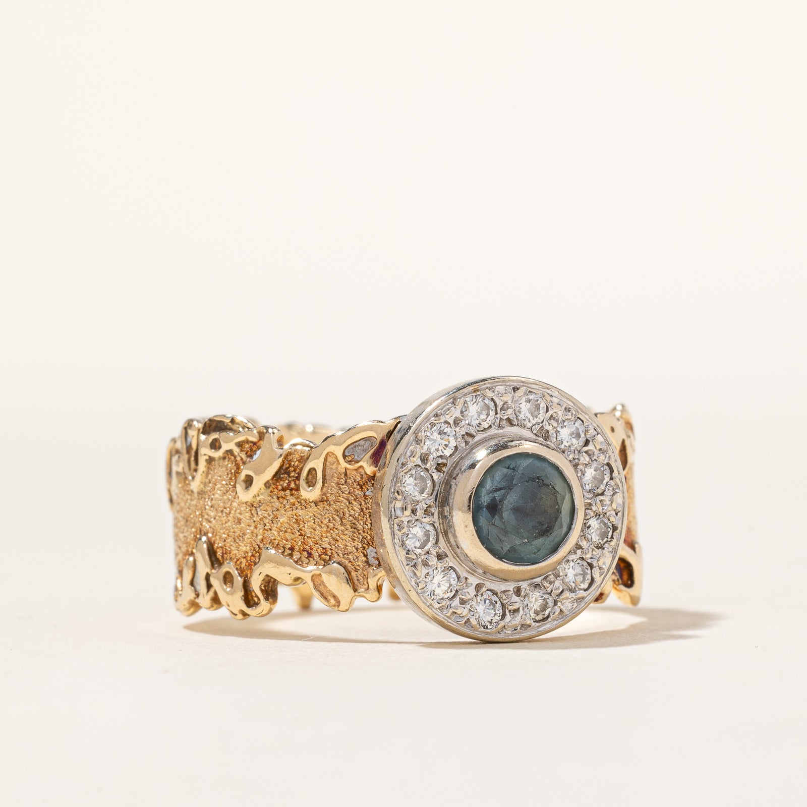 Sapphire & Diamond Halo Ring | 0.75ct, 0.18ctw | SZ 9.75 |