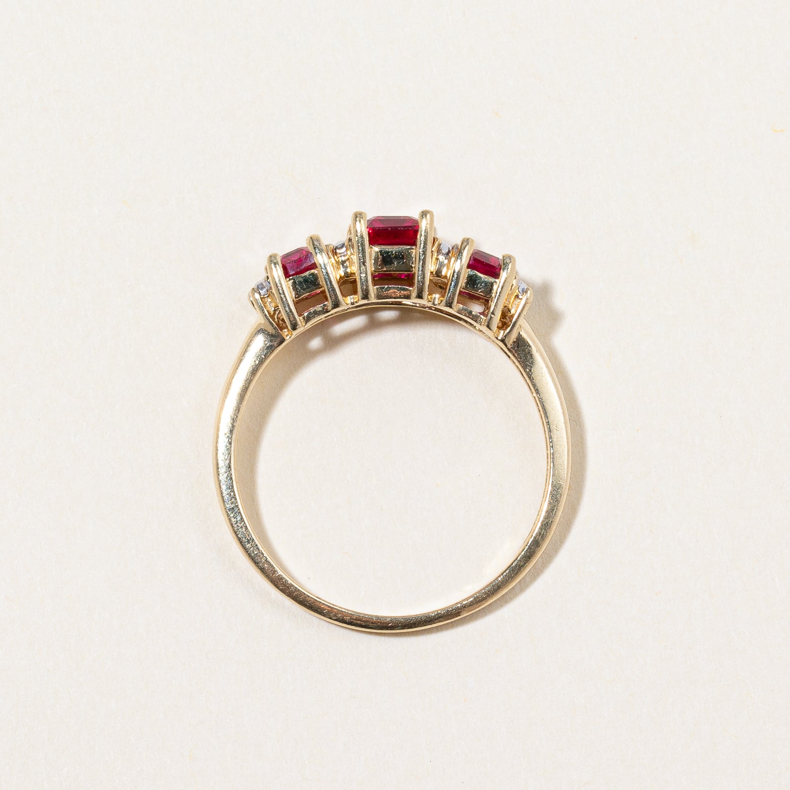 Synthetic Ruby & Natural Diamond Ring | 1.16ctw, 0.01ctw | SZ 6.75 |