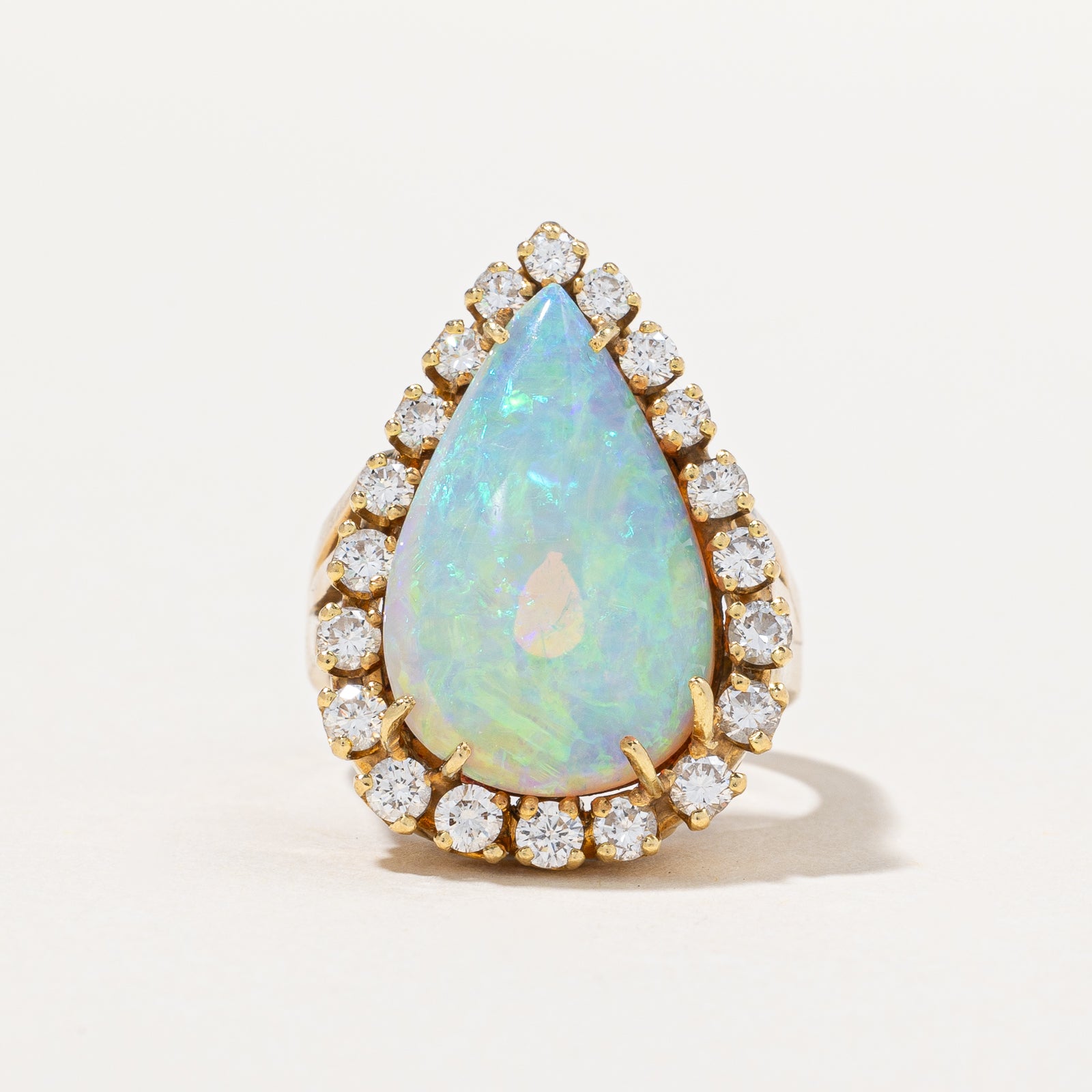 Opal & Diamond Halo Cocktail Ring | 3.75ct, 1.00ctw | SZ 6 |