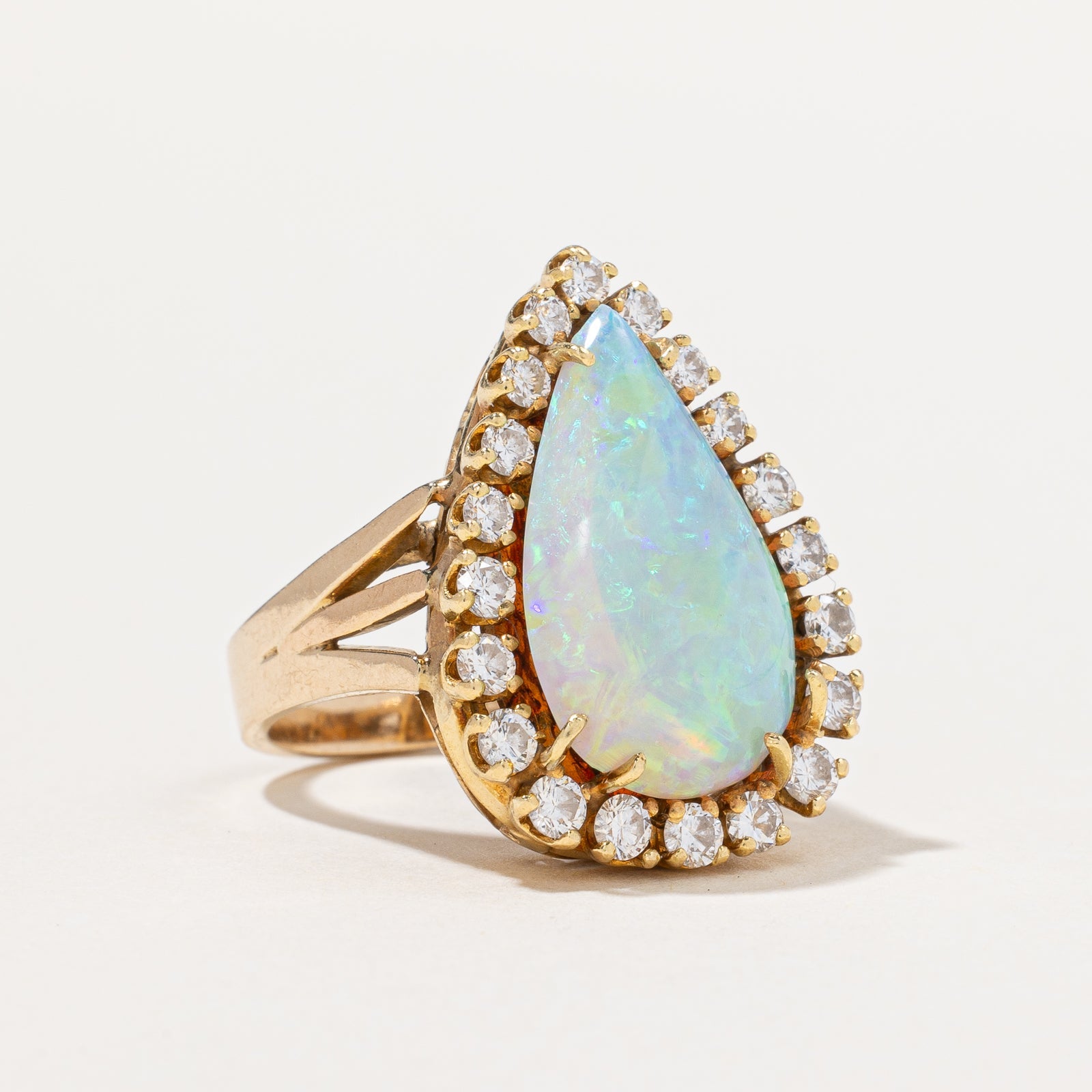 Opal & Diamond Halo Cocktail Ring | 3.75ct, 1.00ctw | SZ 6 |