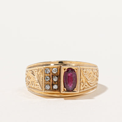 Ruby & Diamond Ring | 0.60ct, 0.08ctw | SZ 9.5 |
