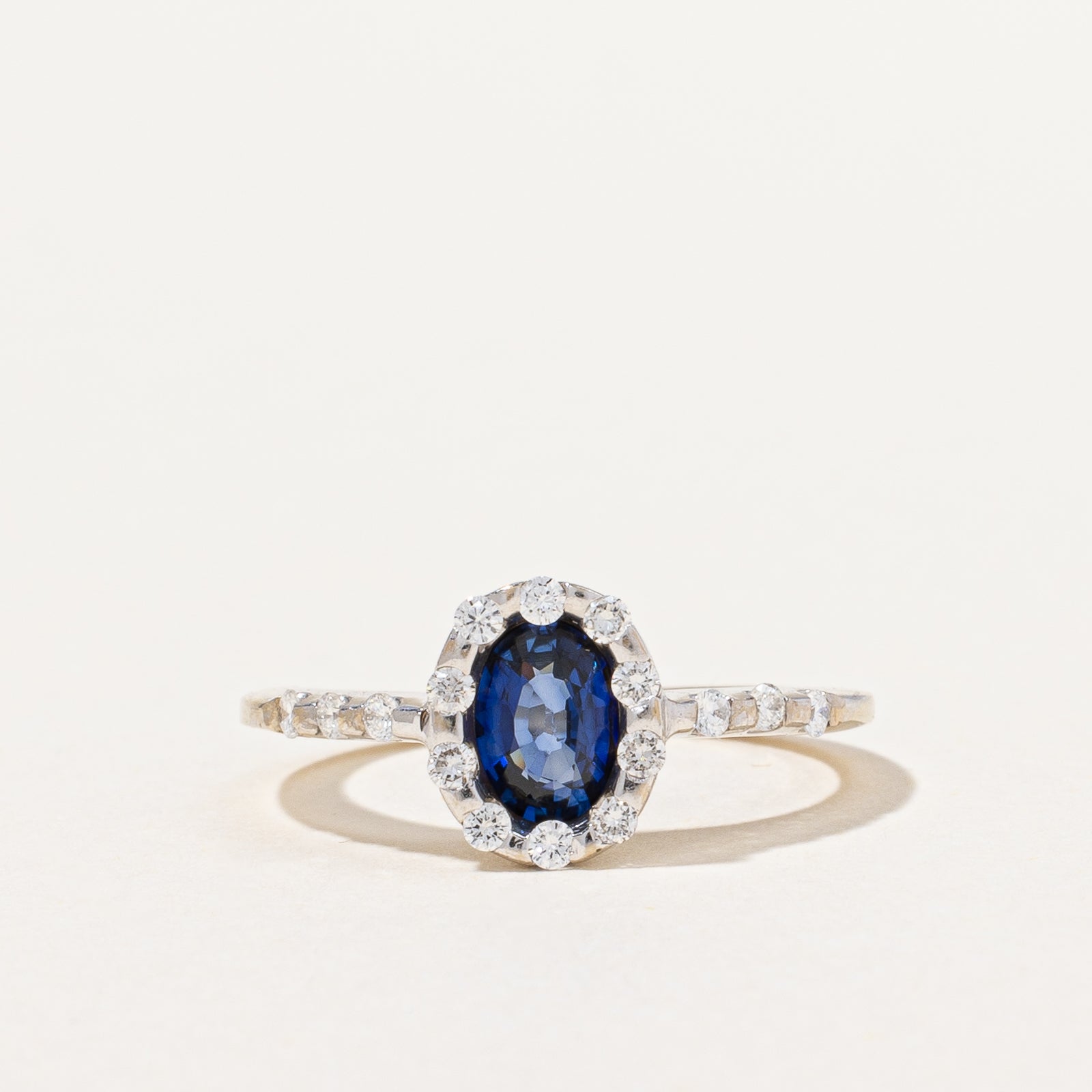 Sapphire & Diamond halo Ring | 0.35ct, 0.12ctw | SZ 6.5 |