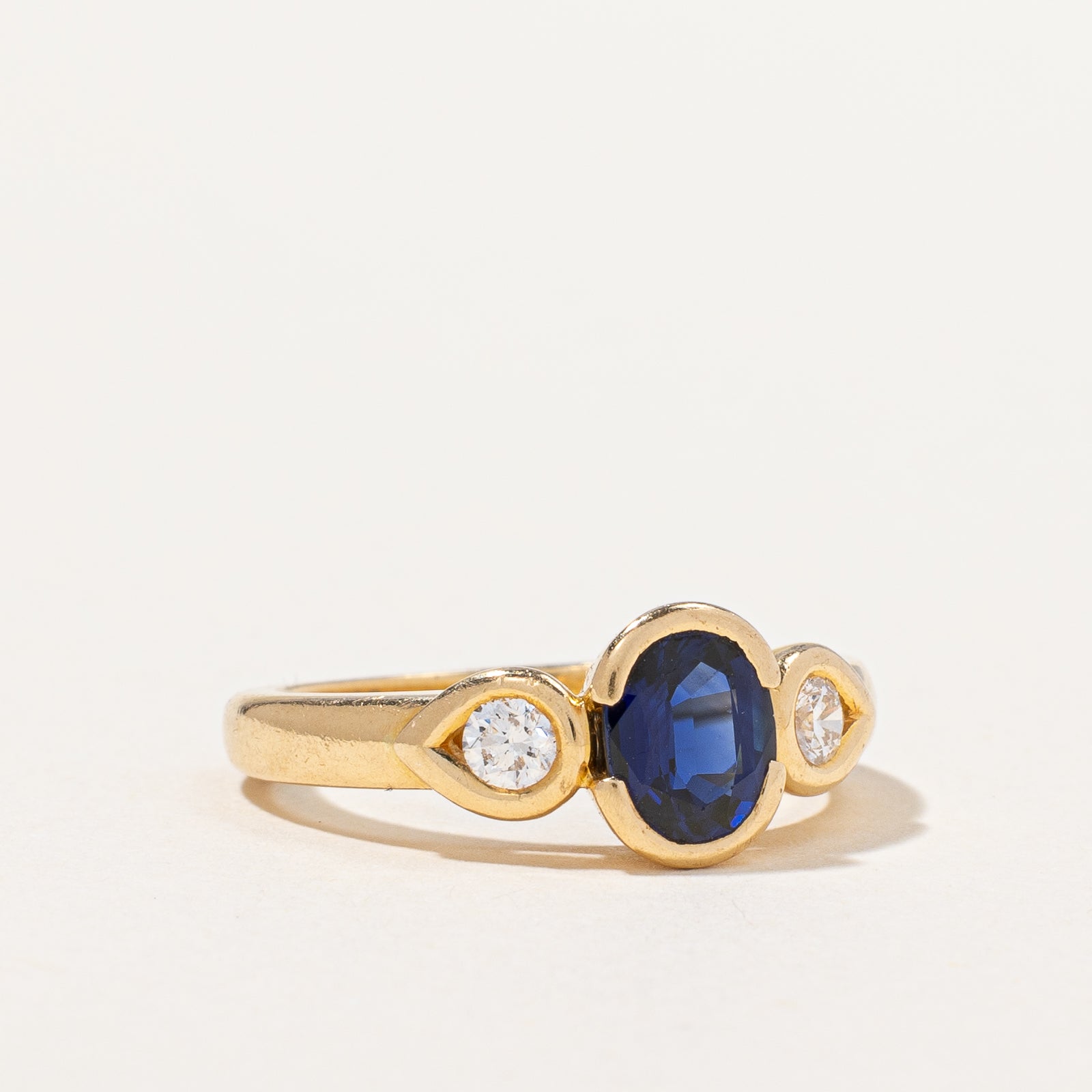 French Hallmarked Sapphire & Diamond Ring | 1.00ct, 0.20ctw | SZ 6 |