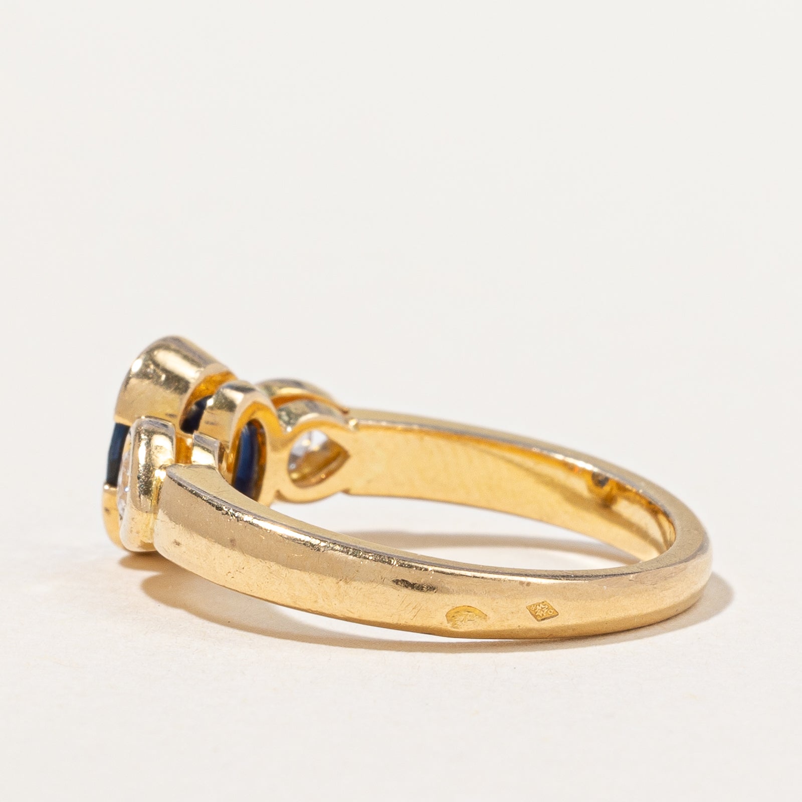 French Hallmarked Sapphire & Diamond Ring | 1.00ct, 0.20ctw | SZ 6 |