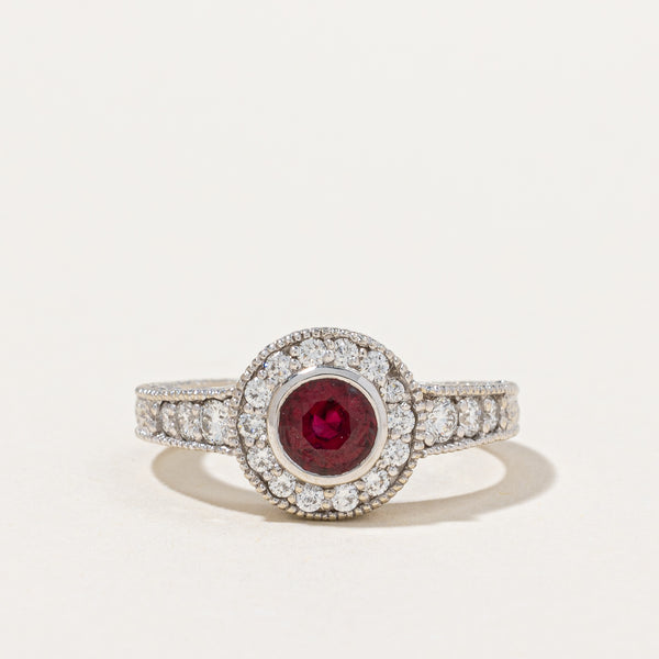 Ruby & Diamond Halo Ring | 0.50ct, 0.40ctw | SZ 5 |