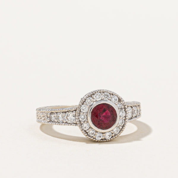 Ruby & Diamond Halo Ring | 0.50ct, 0.40ctw | SZ 5 |