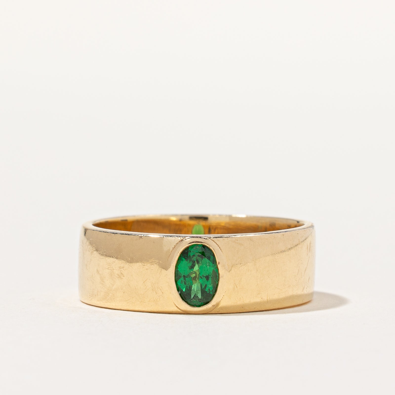 Bezel Set Synthetic Emerald Ring | 0.28ct | SZ 8.5 |