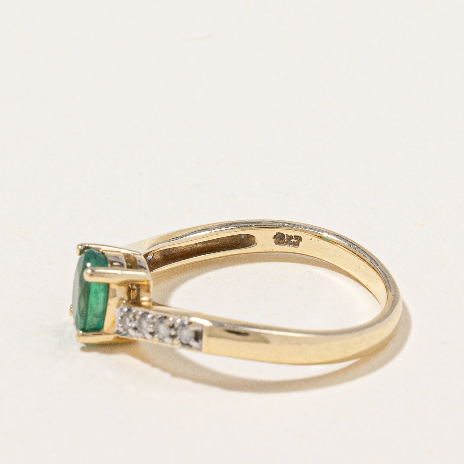 Emerald & Diamond Waterfall Ring | 0.38ct, 0.06ctw | SZ 5 |