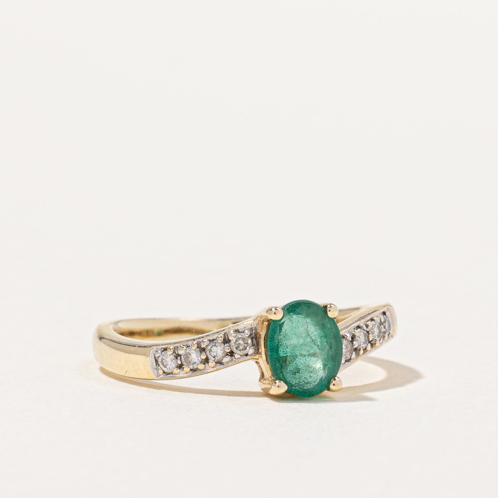 Emerald & Diamond Waterfall Ring | 0.38ct, 0.06ctw | SZ 5 |