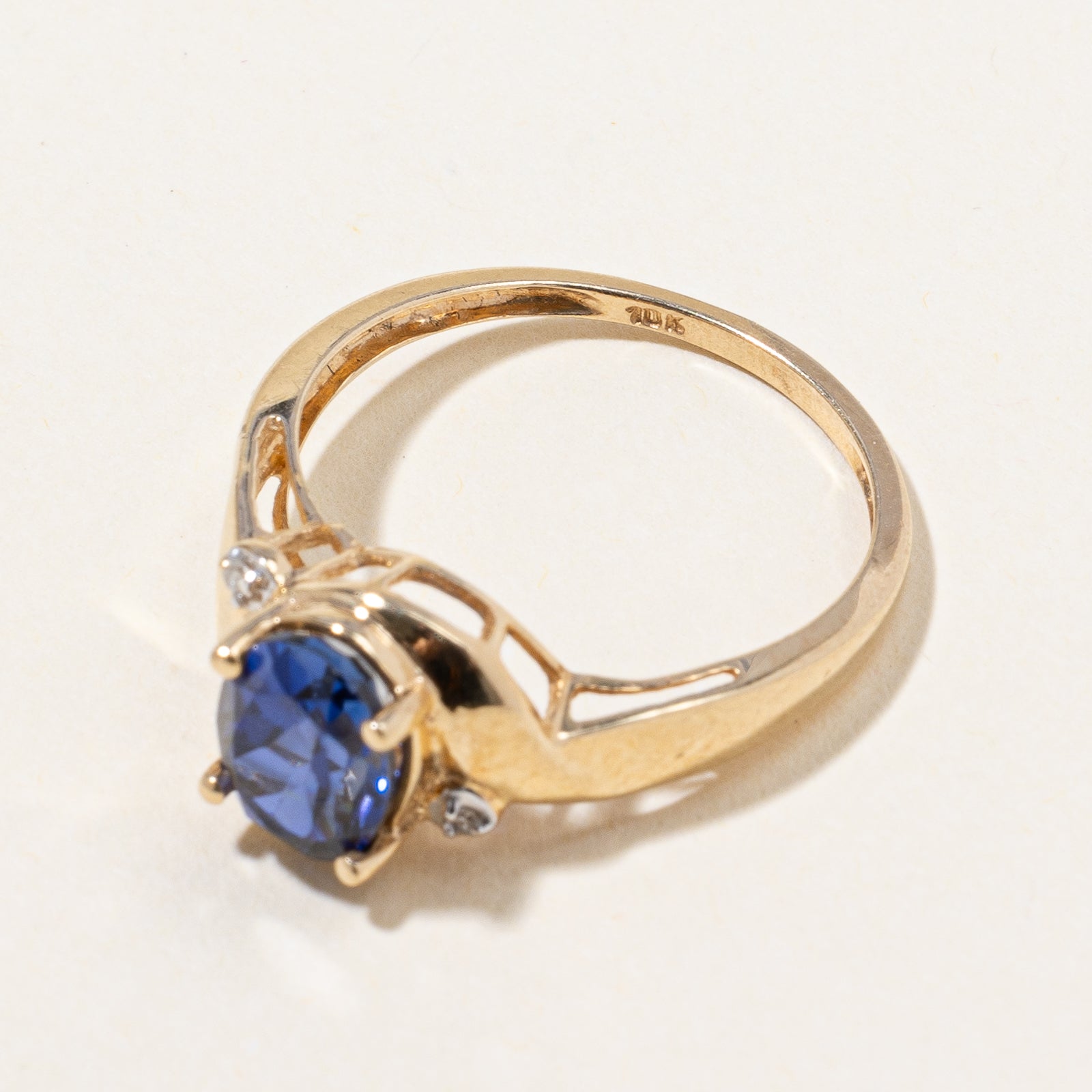 Synthetic Sapphire & Natural Diamond Ring | 1.50ct, 0.01ctw | SZ 6.75 |