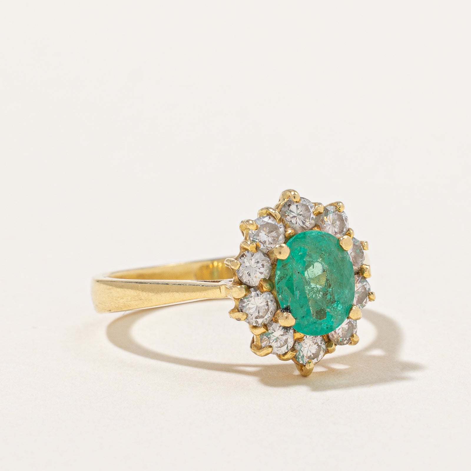 Emerald & Diamond Halo Ring | 0.70ct, 0.50ctw | SZ 5.75 |