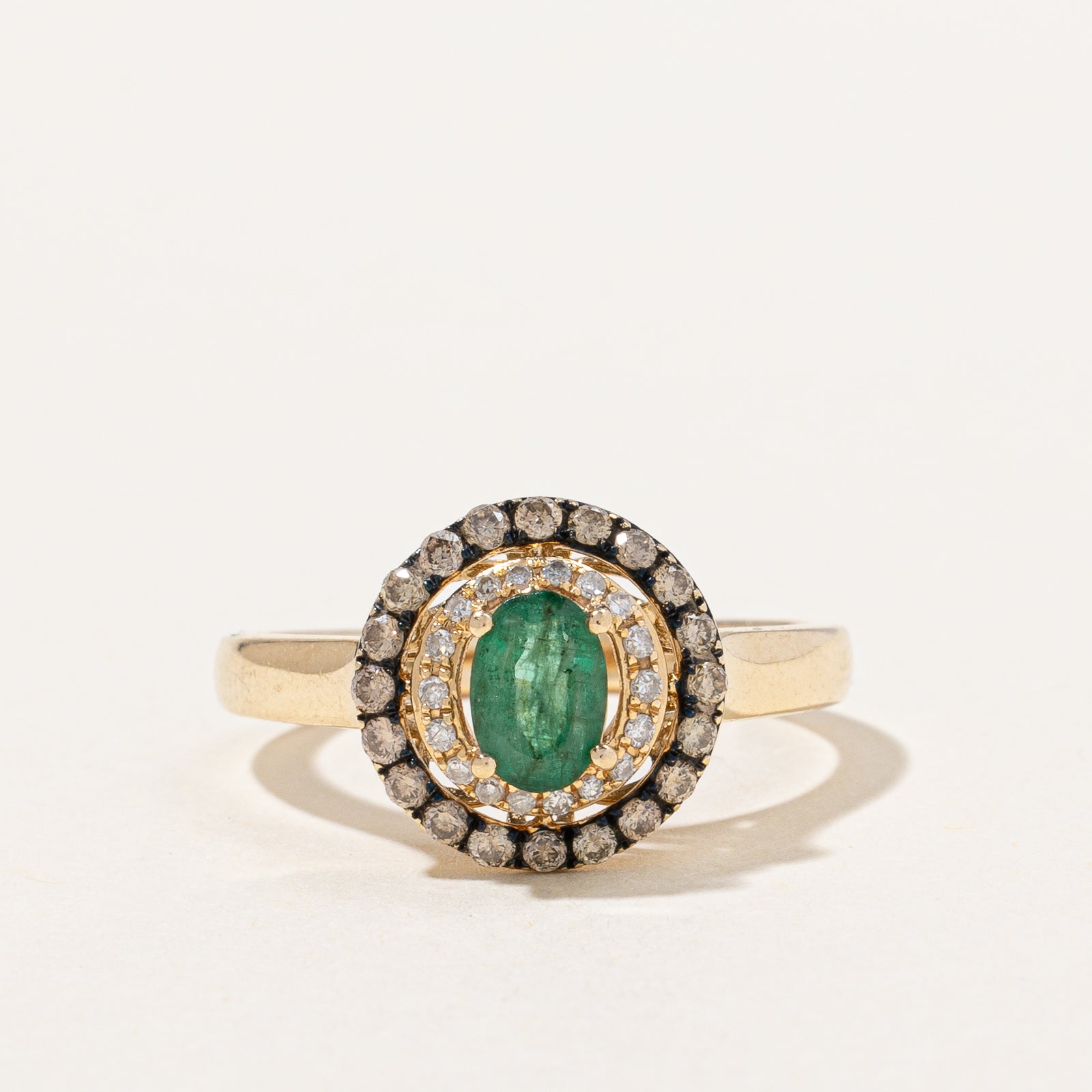 'Effy' Emerald & Diamond Ring | 0.30ct, 0.24ctw | SZ 5.25 |