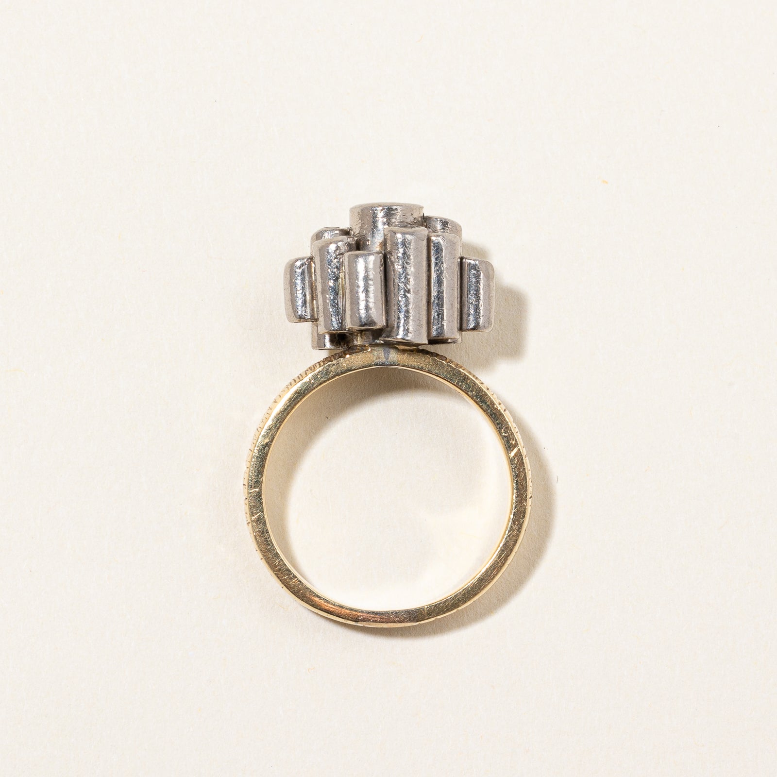 Stittgen' Diamond & Emerald Bezel Set Cocktail Ring | 0.16ctw, 0.15ct | SZ 6 |