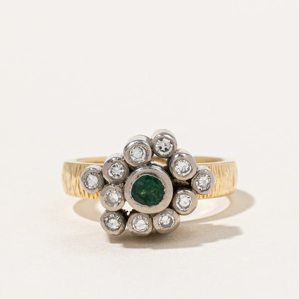 'Stittgen' Diamond & Emerald Bezel Set Cocktail Ring | 0.16ctw, 0.15ct | SZ 6 |