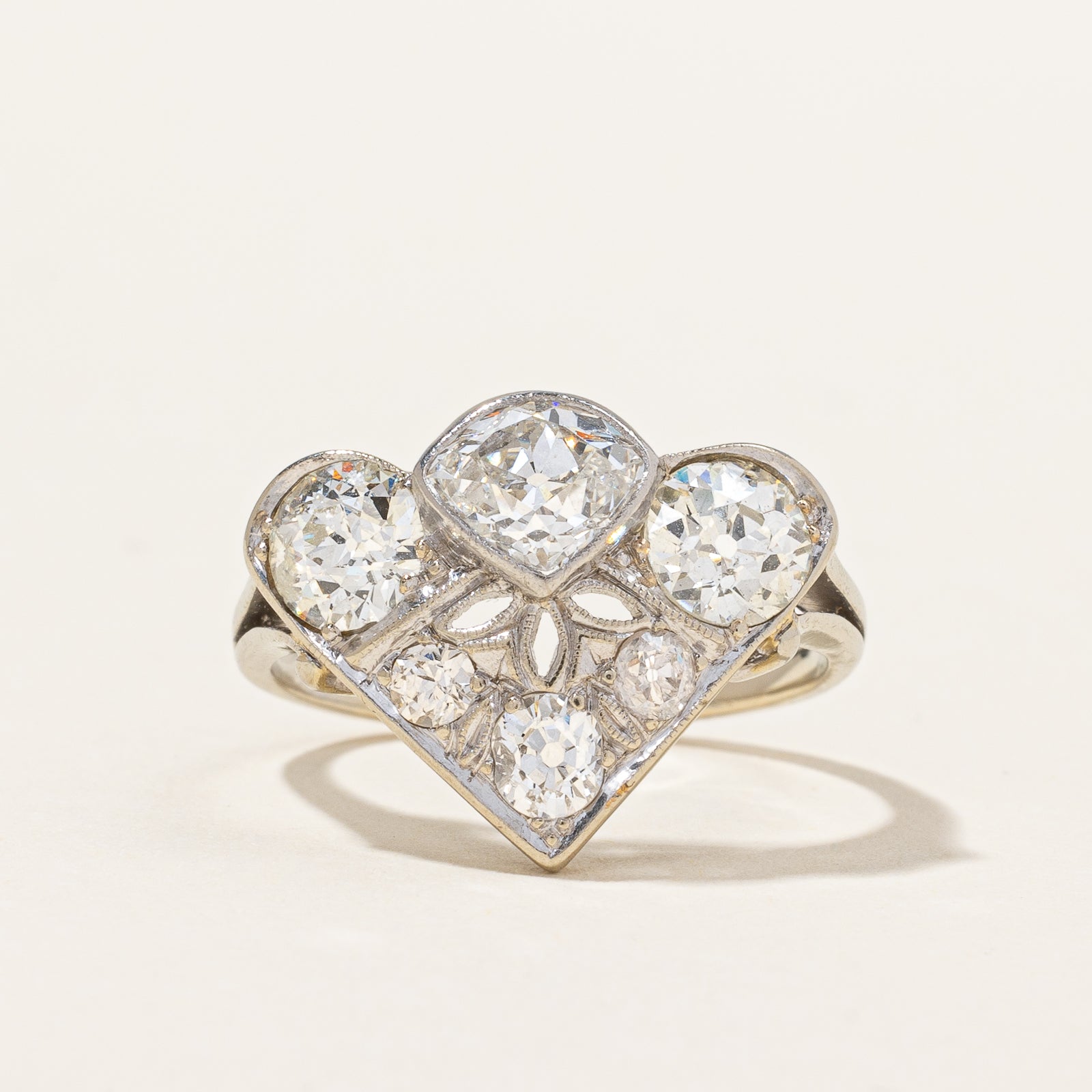 Art Deco Era Fan Old Mine Diamond Ring | 2.36ctw | SZ 6 |