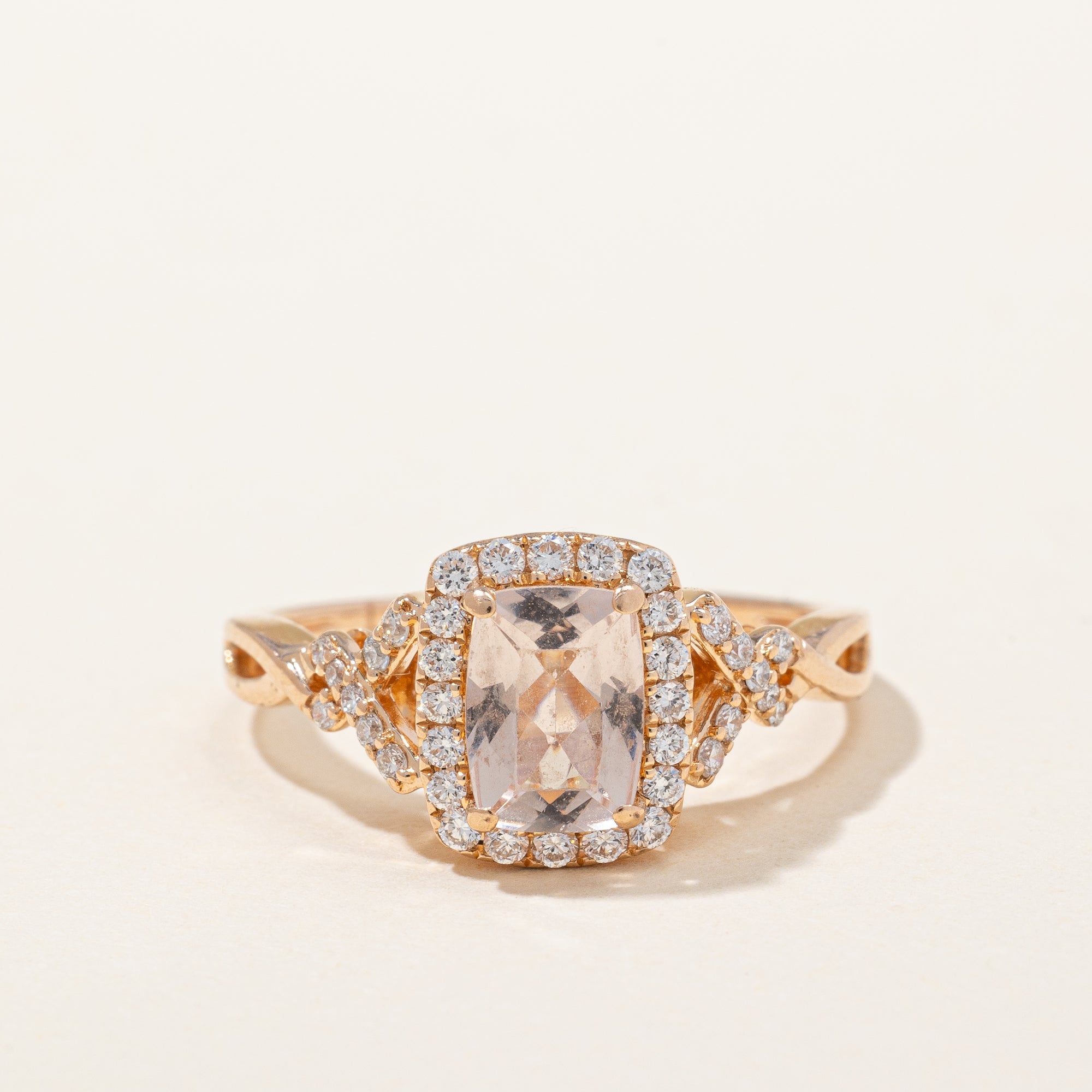 Morganite & Diamond Cocktail Ring | 0.75ct, 0.25ctw | SZ 5.25 |