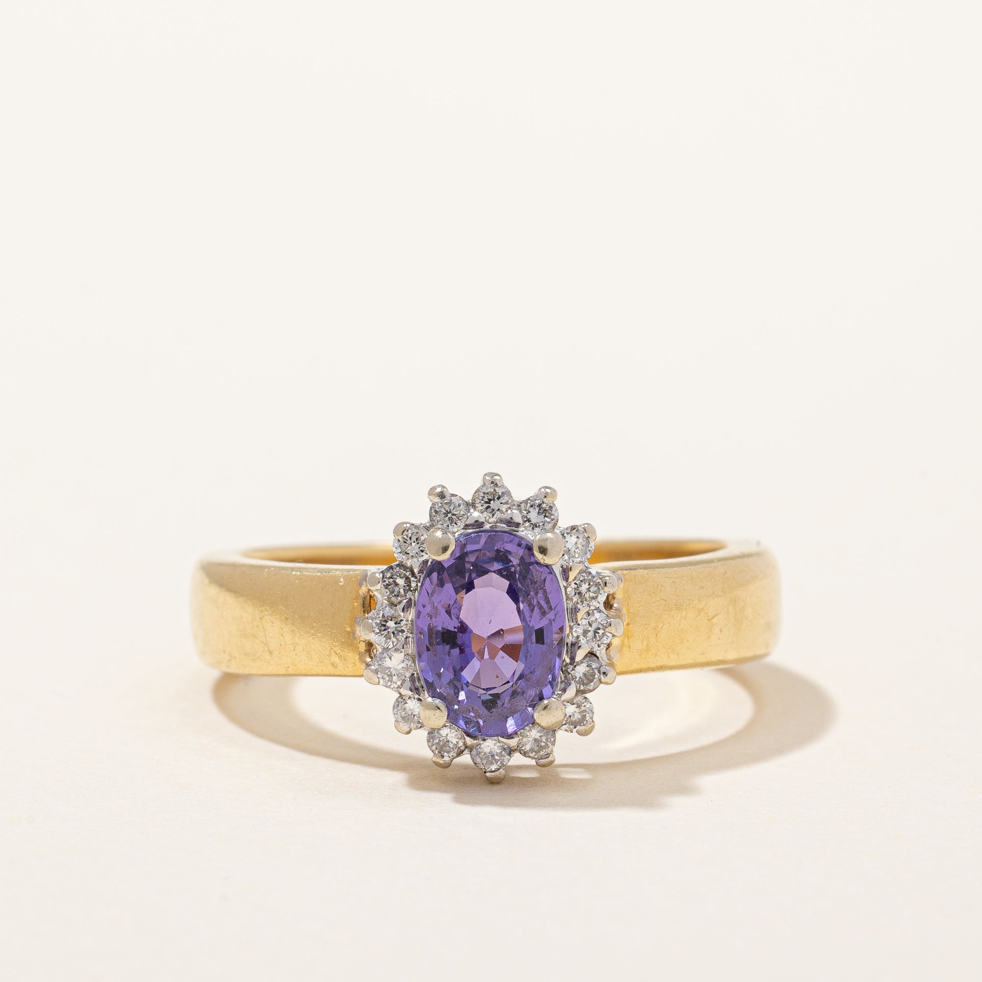 Amethyst & Diamond Halo Ring | 0.50ct, 0.16ctw | SZ 6 |