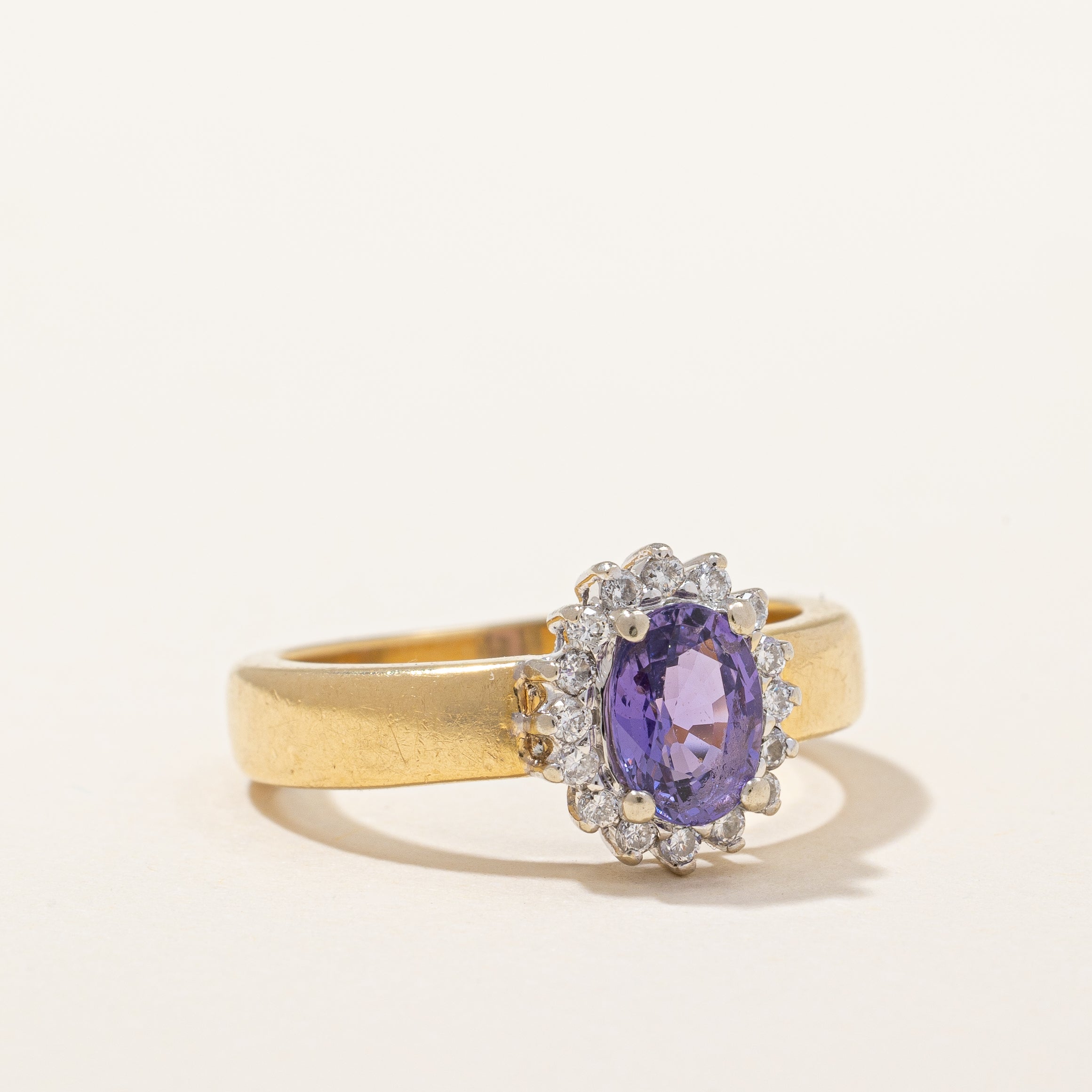 Amethyst & Diamond Halo Ring | 0.50ct, 0.16ctw | SZ 6 |