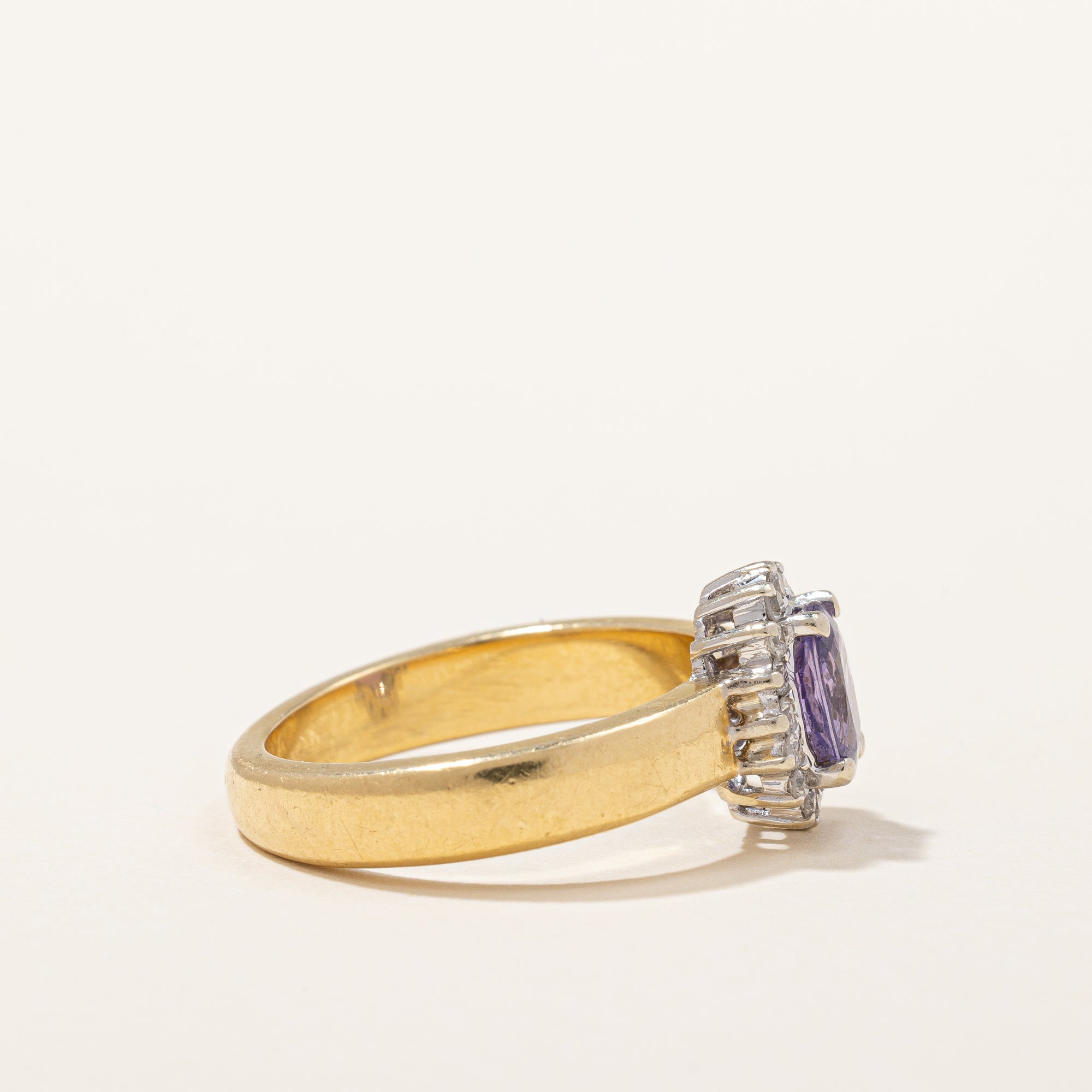 Amethyst & Diamond Halo Ring | 0.50ct, 0.16ctw | SZ 6 |