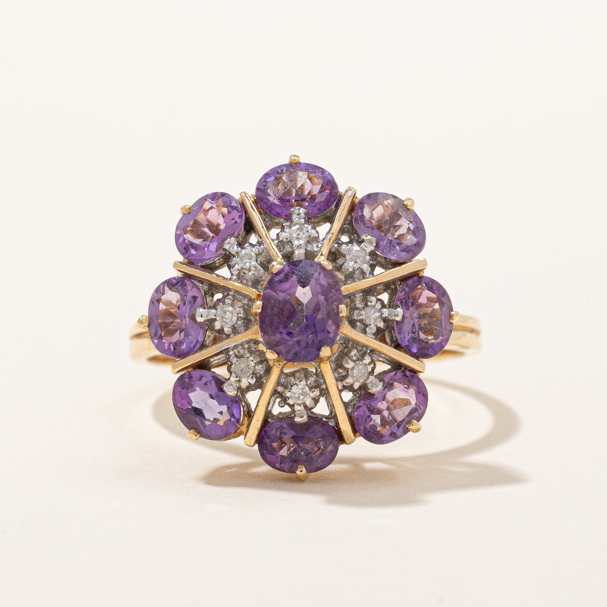 Amethyst & Diamond Cocktail Ring | 1.36ctw, 0.04ctw | SZ 5.75 |