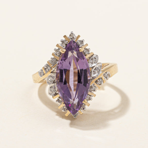 Amethyst & Diamond Cocktail Ring | 0.10ctw | SZ 4 |