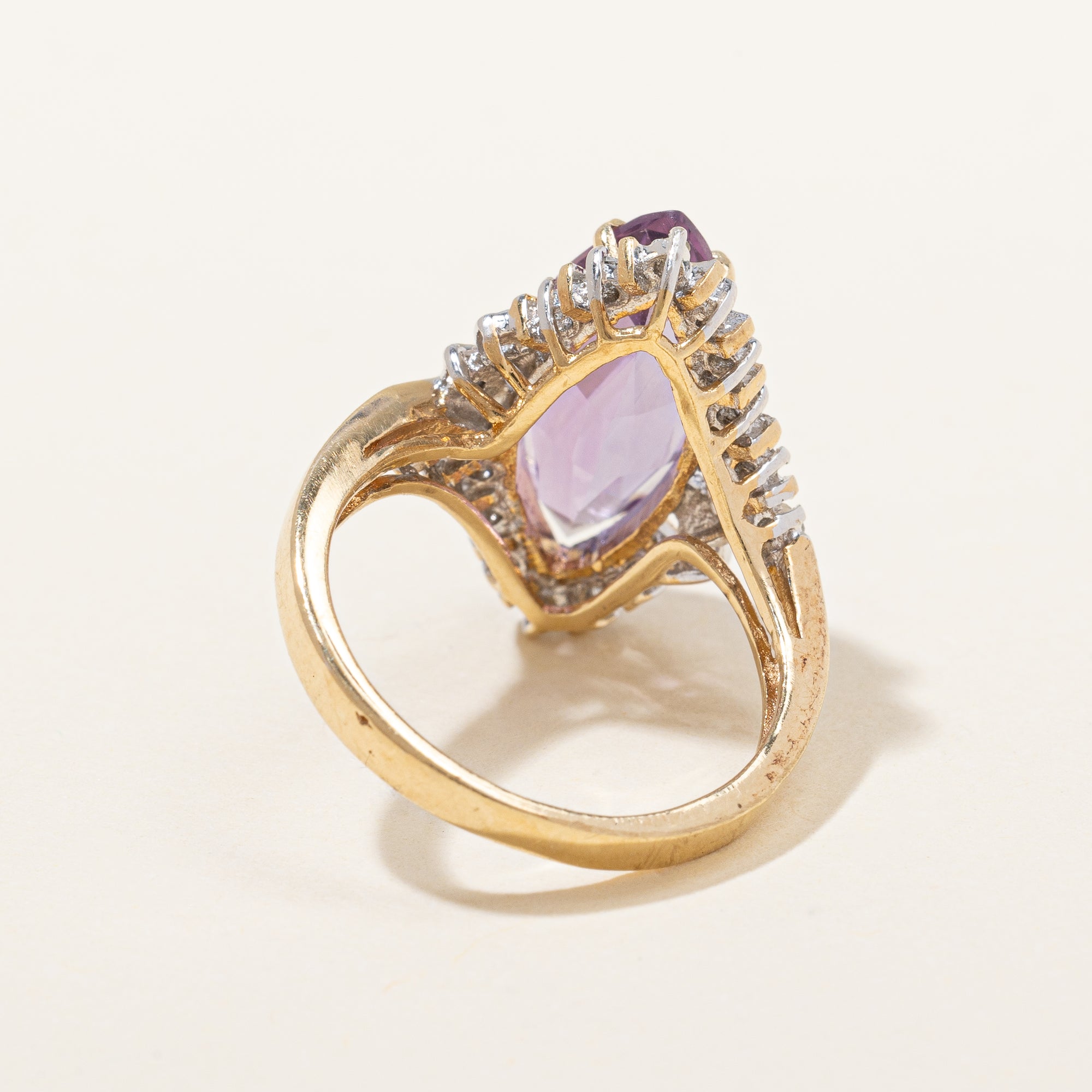 Amethyst & Diamond Cocktail Ring | 0.10ctw | SZ 4 |