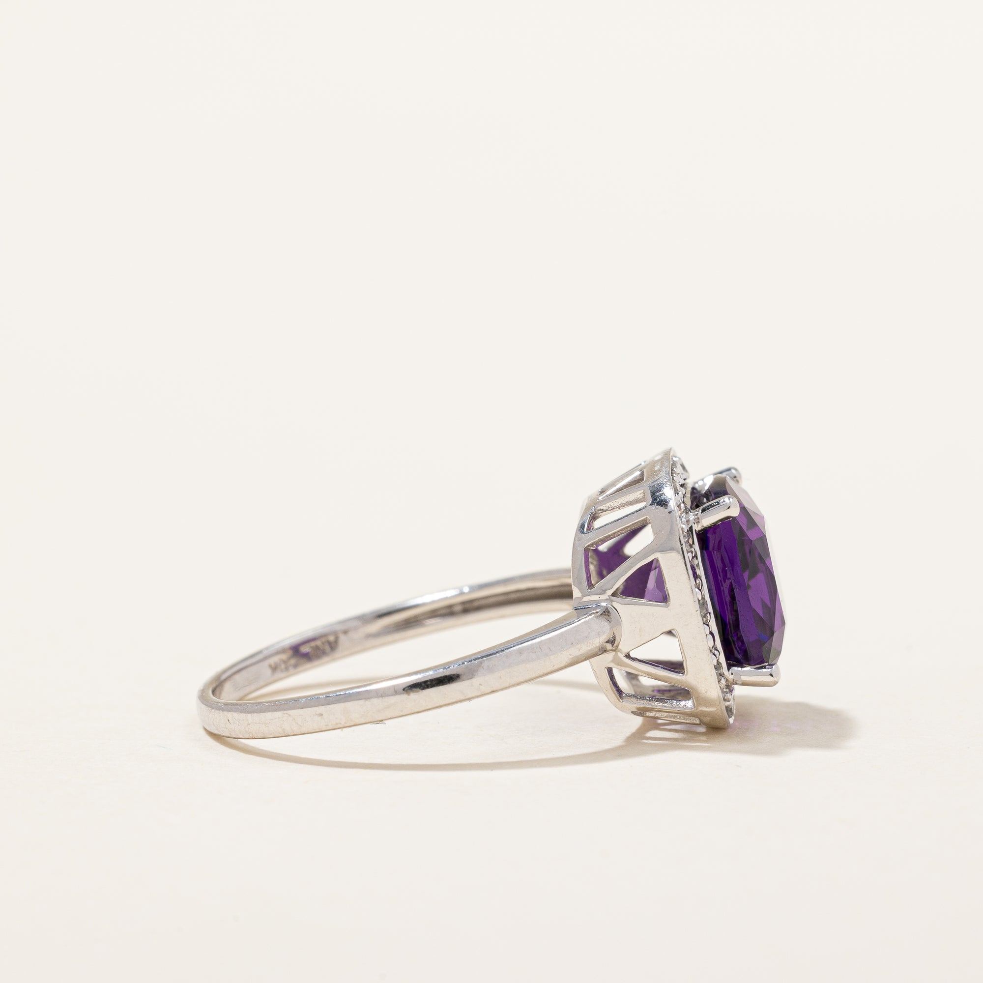 Amethyst & Diamond Halo Cocktail Ring | 2.50ct, 0.06ctw | SZ 7.25 |