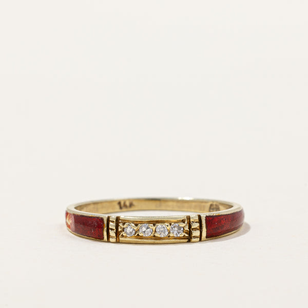 Diamond & Red Enamel Ring | 0.04ctw | SZ 5.25 |