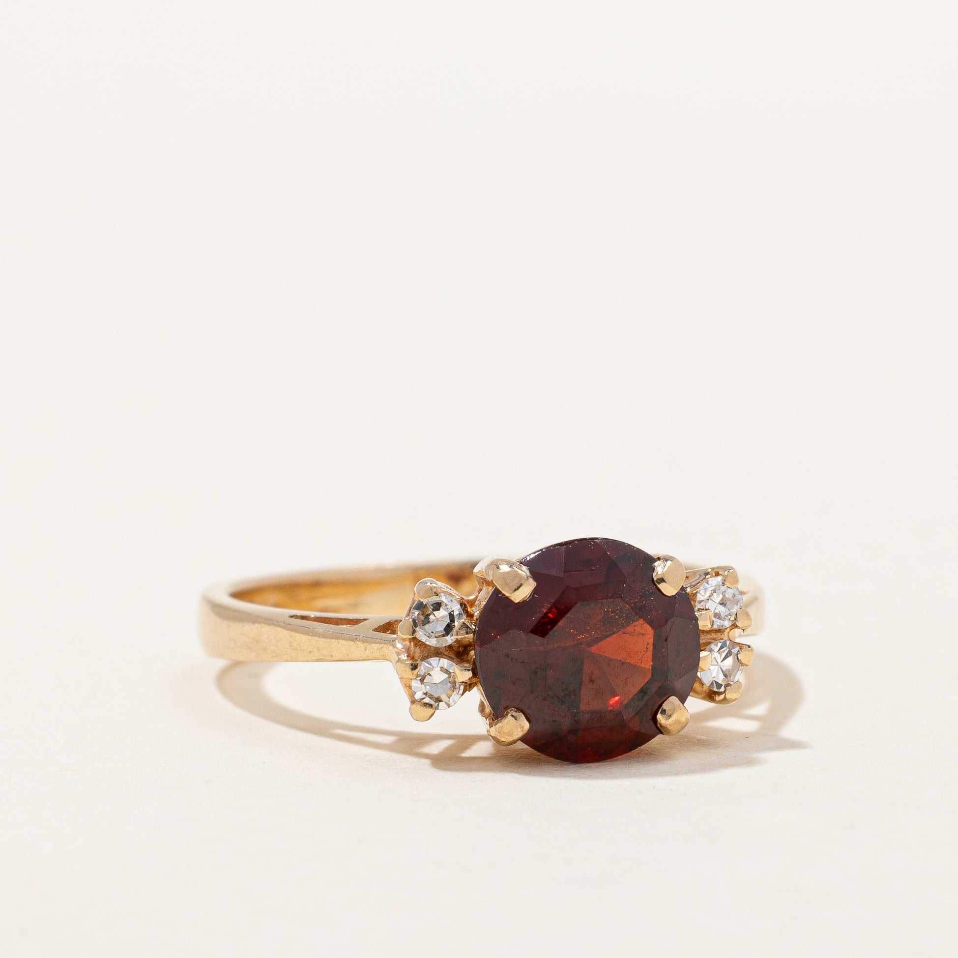 Garnet & Diamond Cocktail Ring | 1.30ct, 0.08ctw | SZ 4.5 |